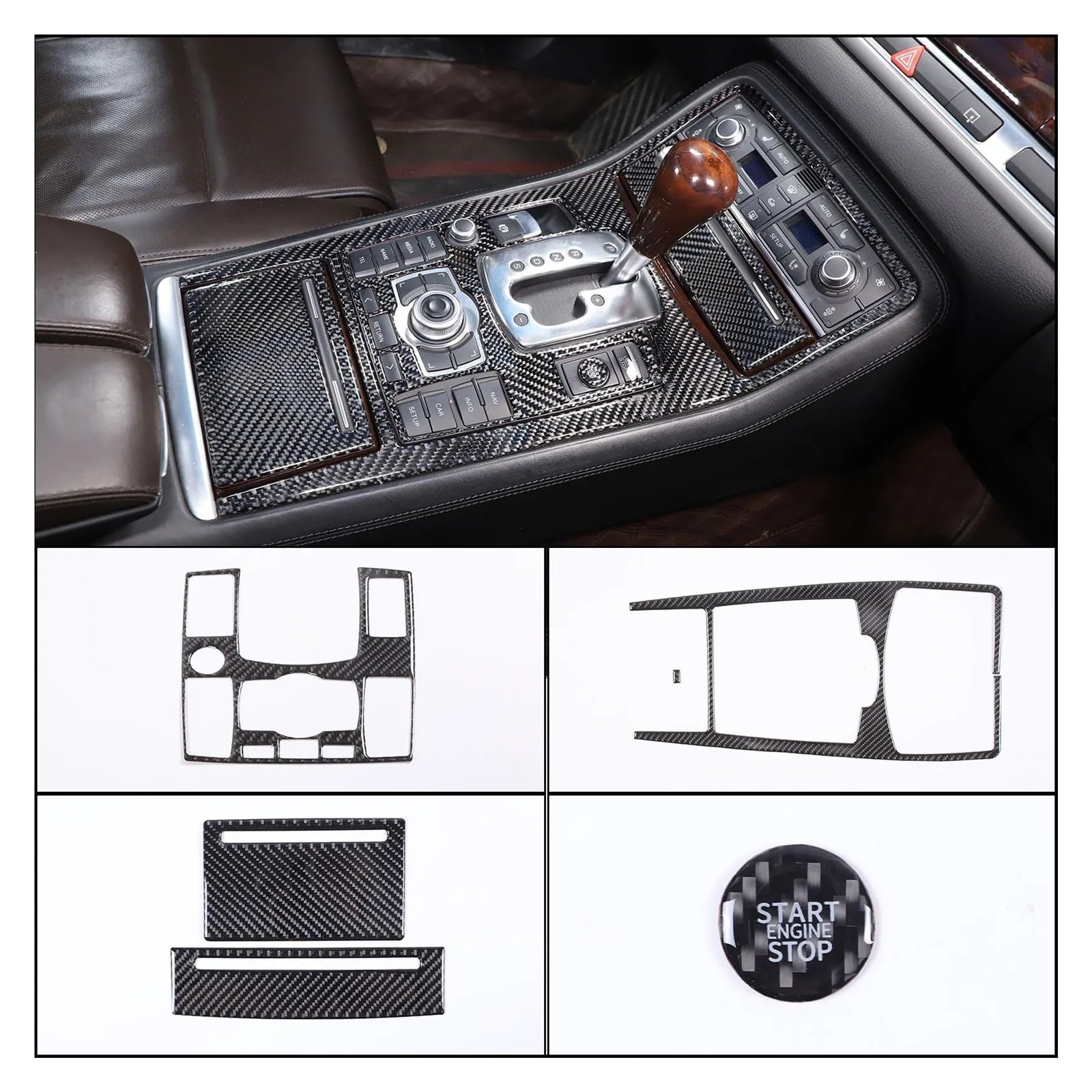 Auto Innendekoration Für A8 D3 D4 2004-05 06 07 08 09 10 11 2012 Auto Zentrale Steuerung Getriebe Panel Dekorative Aufkleber Weichen Carbon Faser Innen Zubehör Interieur Dekor(Style 2-5) von KUVIEZ