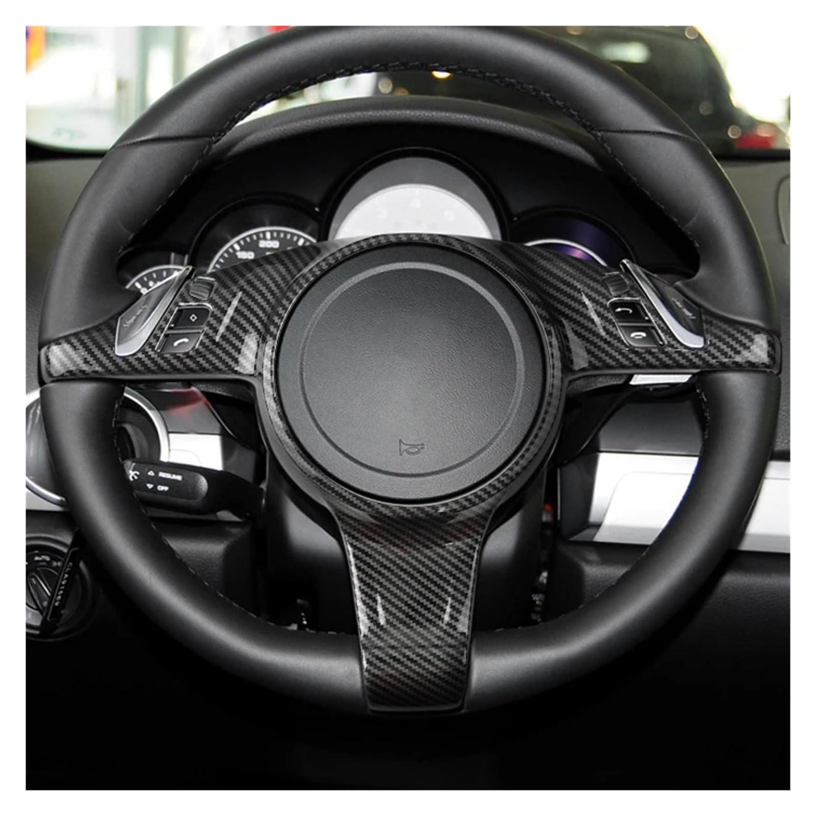 Auto Innendekoration Für Cayenne 2011-2017 Für Panamera 2010-2016 Auto-Styling ABS Carbon Faser Lenkrad Panel Rahmen Abdeckung Trim Interieur Dekor von KUVIEZ