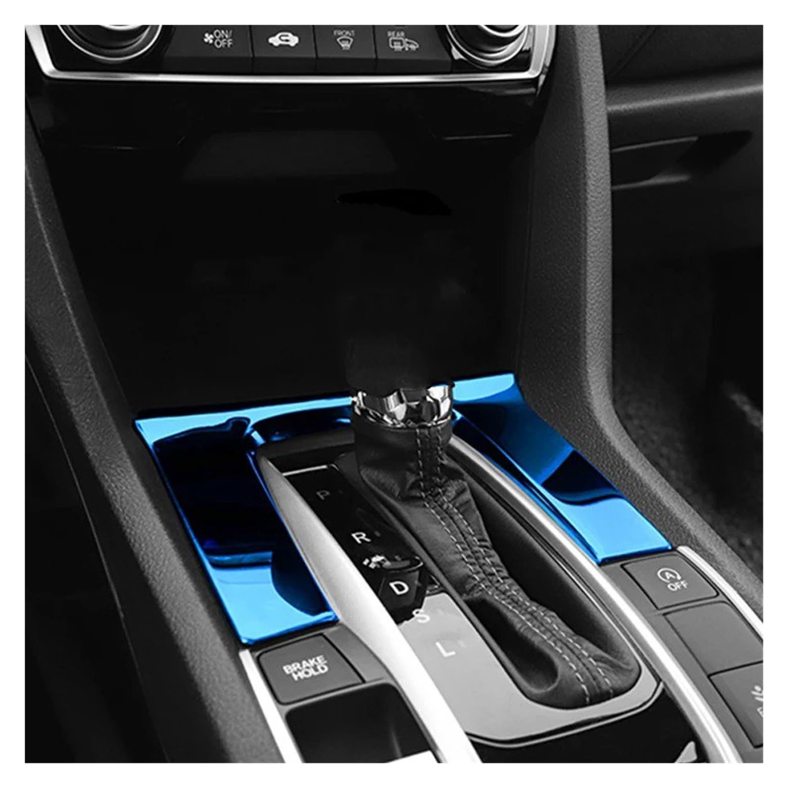 Auto Innendekoration Für Civic 10th 2020 2019 2018 2017 Innenzubehör Auto Getriebe Panel Dekorative Abdeckung Schalthebel Panel Pailletten Rahmen Trim Interieur Dekor(Blau) von KUVIEZ