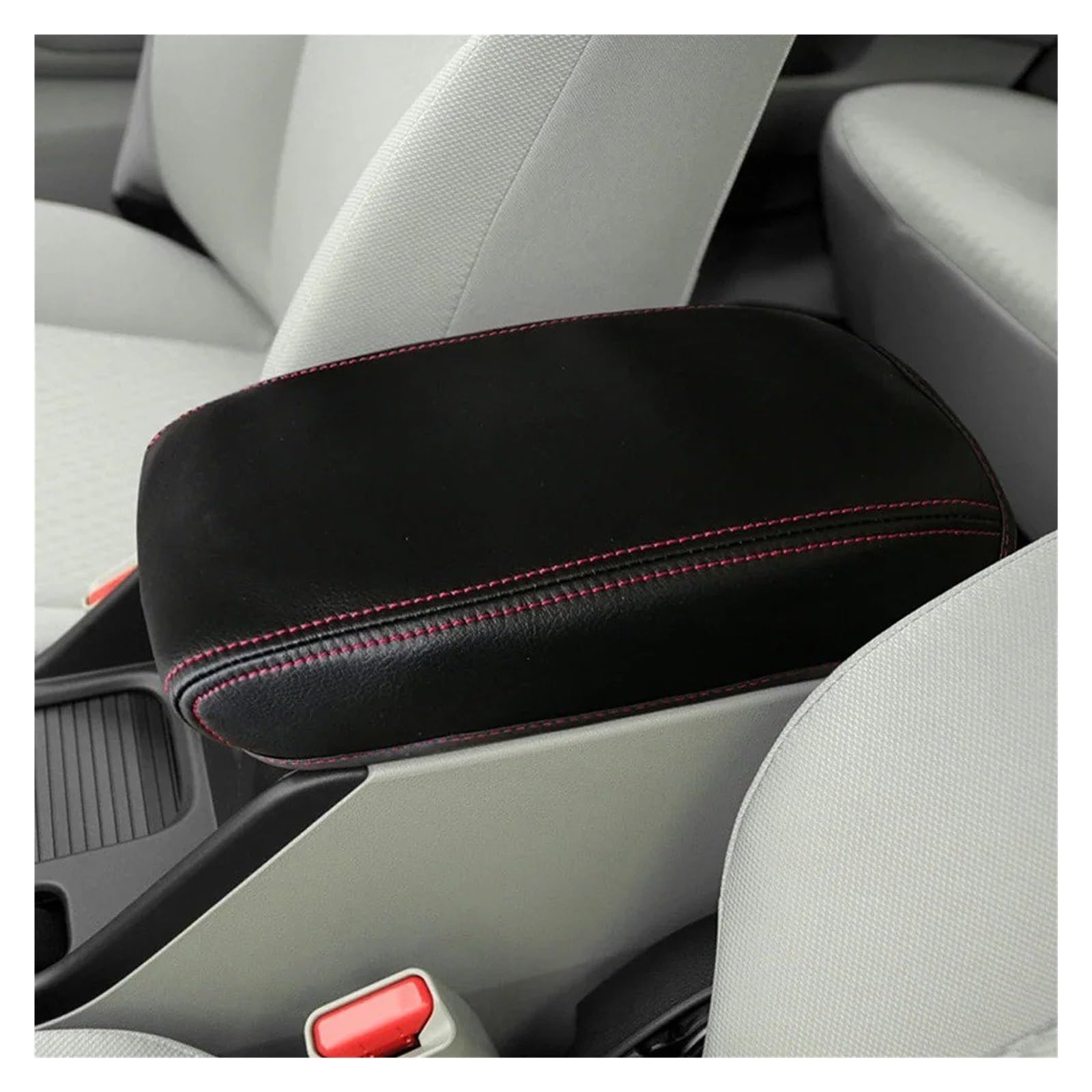 Auto Innendekoration Für Civic 9th Für Gen 2012 2013 2014 2015 Mikrofaser Leder Center Control Armlehne Box Abdeckung Automotive Innen Zubehör Interieur Dekor(Black Red line) von KUVIEZ