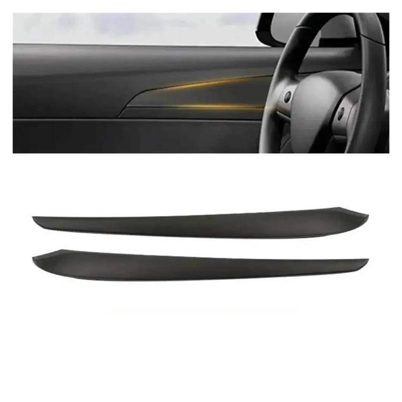 Auto Innendekoration Für Tesla Für Modell 3 Für Modell Y 2019 2020 2021 2022 2023 2024 Dashboard Abdeckung Und Tür Trim Panel Dash Trim Kompatibel Mit Interieur Dekor(Matte Black 2pcs A) von KUVIEZ