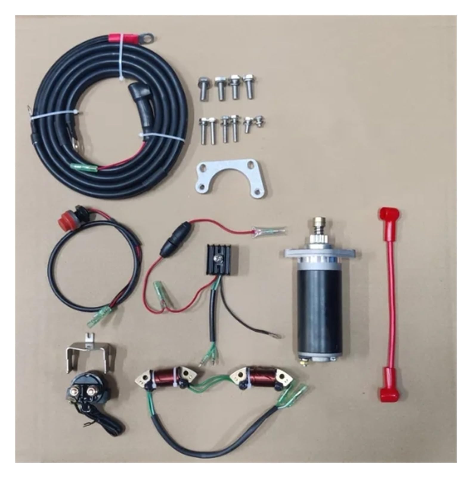 Autofensterheber Elektrostarter-Kit Für Mercury Für Tohatsu 9,8 PS, 9,9 PS, 12 PS, 4-Takt-Außenbordmotor Fensterheber(Without flywheel) von KUVIEZ