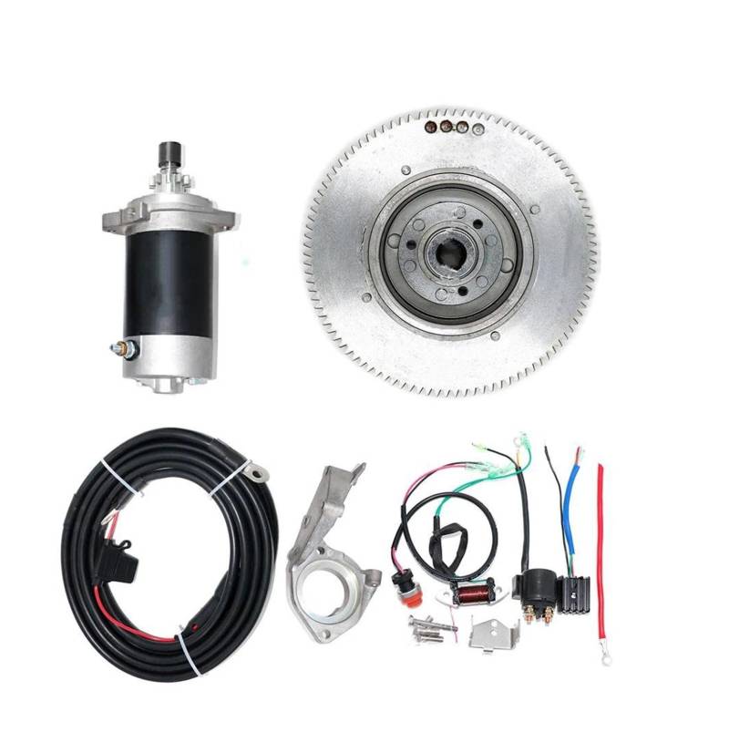 Autofensterheber Elektrostarter-Kit Für Und Mehr 25 PS 30 PS 2-Takt F30hmhs/L Für HWL Für MHL 496 Cc Für Außenbordmotor Für Schwungrad-Starter-Ladespule Fensterheber(Without Flywheel) von KUVIEZ