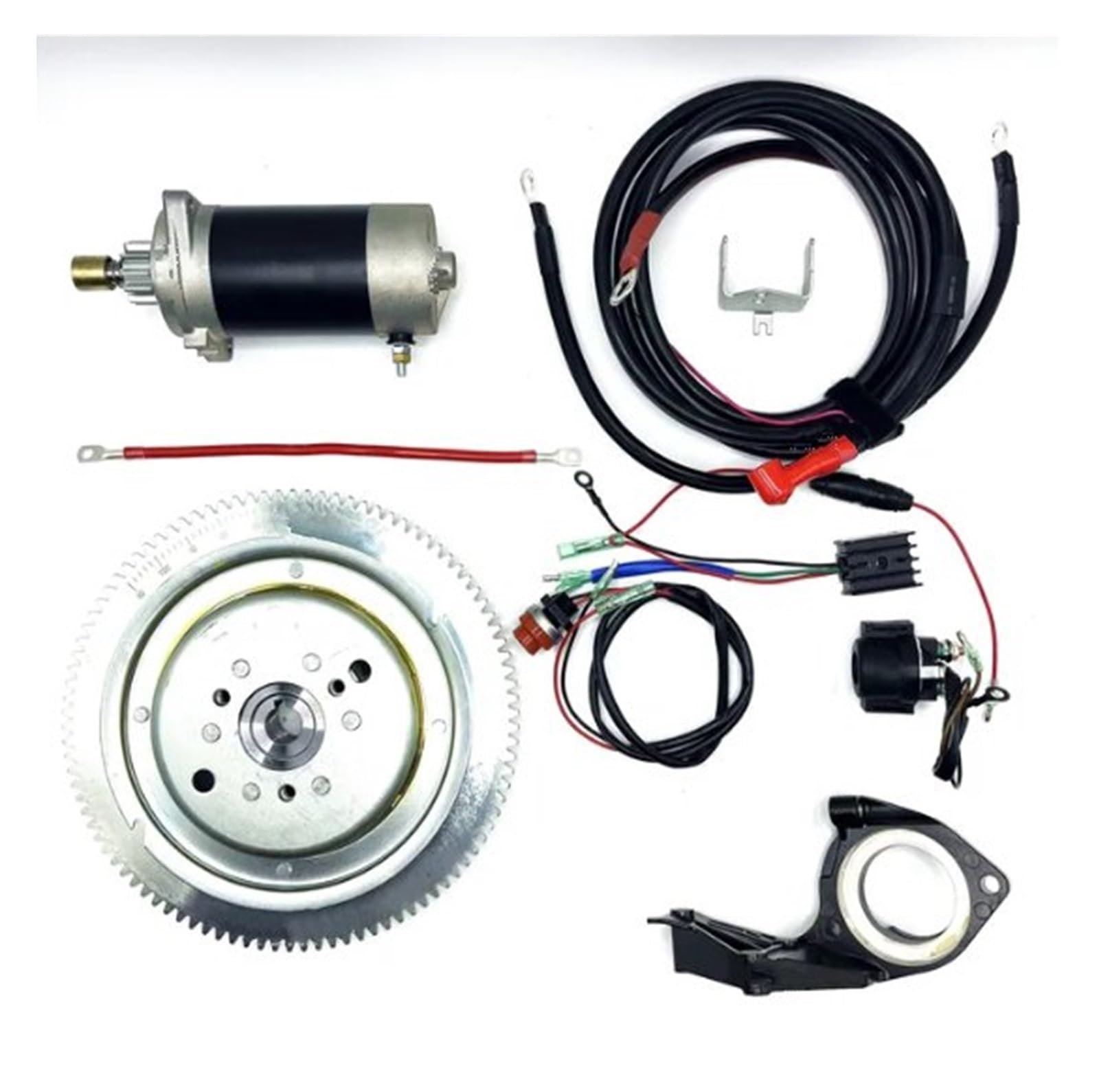 Autofensterheber T30 Elektrostarter-Kit Für F30hmhs/L Für Hwl Für Mhl 2-Takt 496cc T25 E30 30hp 25hp Außenbord-Startermotor Schwungrad Ladespule Fensterheber(Without Coil) von KUVIEZ