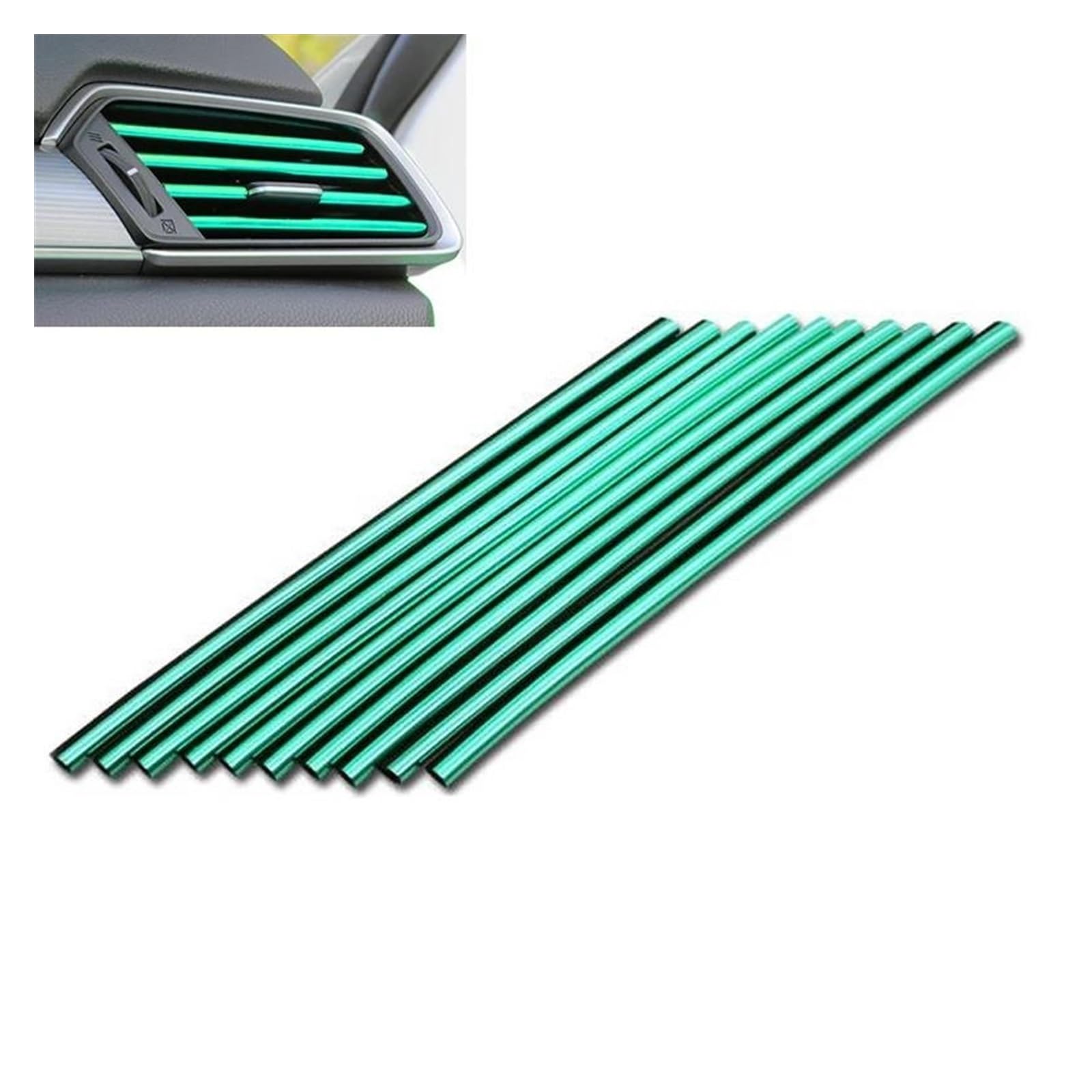 Interieurleisten Interieur Zubehör 10/5pc 20cm Auto Styling Zubehör Auto Klimaanlage Vent Outlet Dekorative Streifen U Form Innen Molding Trim Streifen Dekor(Green,5PCS) von KUVIEZ