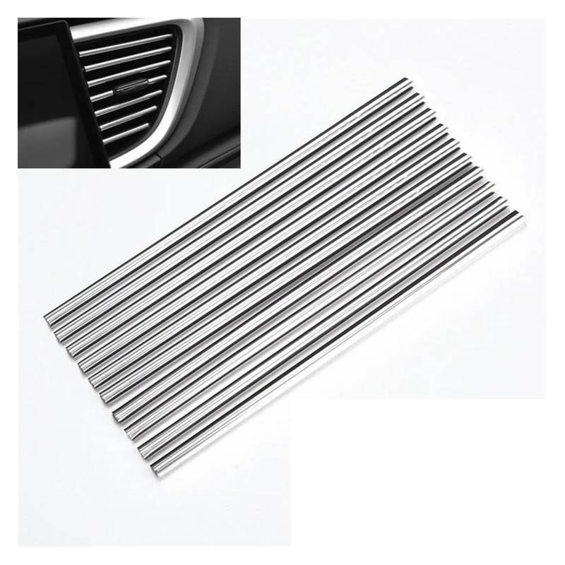 Interieurleisten Interieur Zubehör 10/5pc 20cm Auto Styling Zubehör Auto Klimaanlage Vent Outlet Dekorative Streifen U Form Innen Molding Trim Streifen Dekor(Silber,10PCS) von KUVIEZ