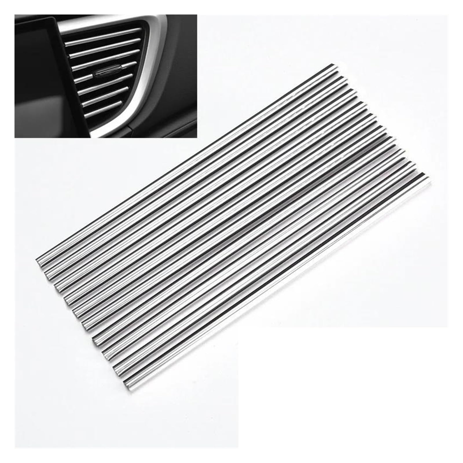 Interieurleisten Interieur Zubehör 10/5pc 20cm Auto Styling Zubehör Auto Klimaanlage Vent Outlet Dekorative Streifen U Form Innen Molding Trim Streifen Dekor(Silber,5PCS) von KUVIEZ