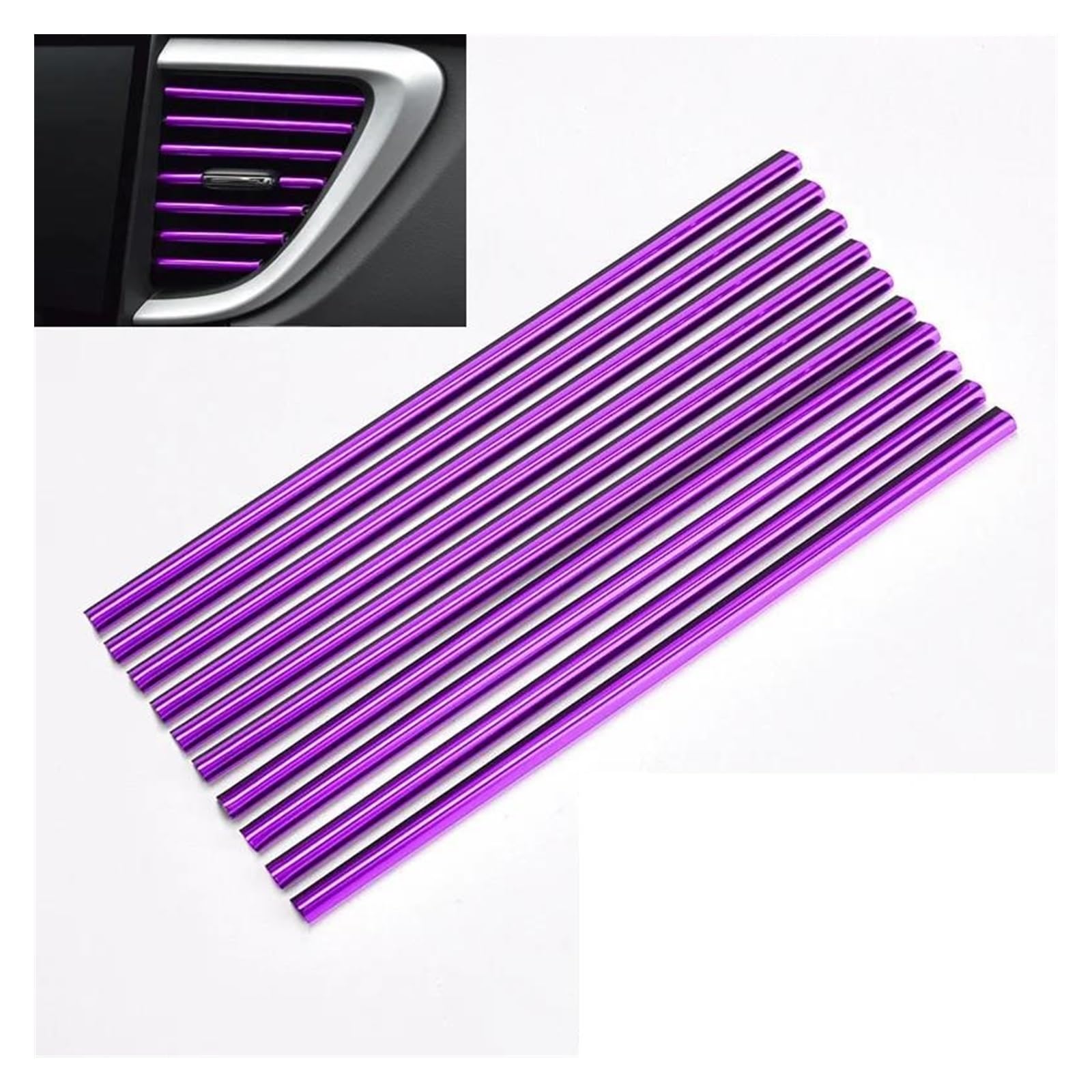 Interieurleisten Interieur Zubehör 10/5pc 20cm Auto Styling Zubehör Auto Klimaanlage Vent Outlet Dekorative Streifen U Form Innen Molding Trim Streifen Dekor(Violett,10PCS) von KUVIEZ