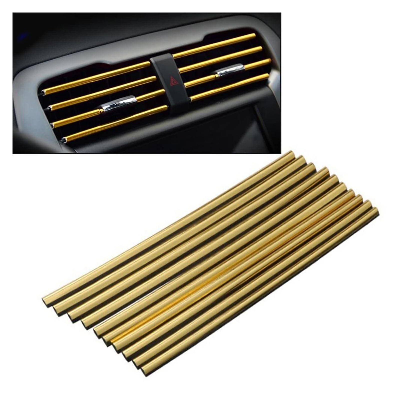 Interieurleisten Interieur Zubehör 10 Stücke 20 Cm U-form Moulding Trim Dekorstreifen Auto Styling Autotürkante Eckenschutz Auto Klimaanlage Steckdose Dekorativ(10Pcs Gold) von KUVIEZ