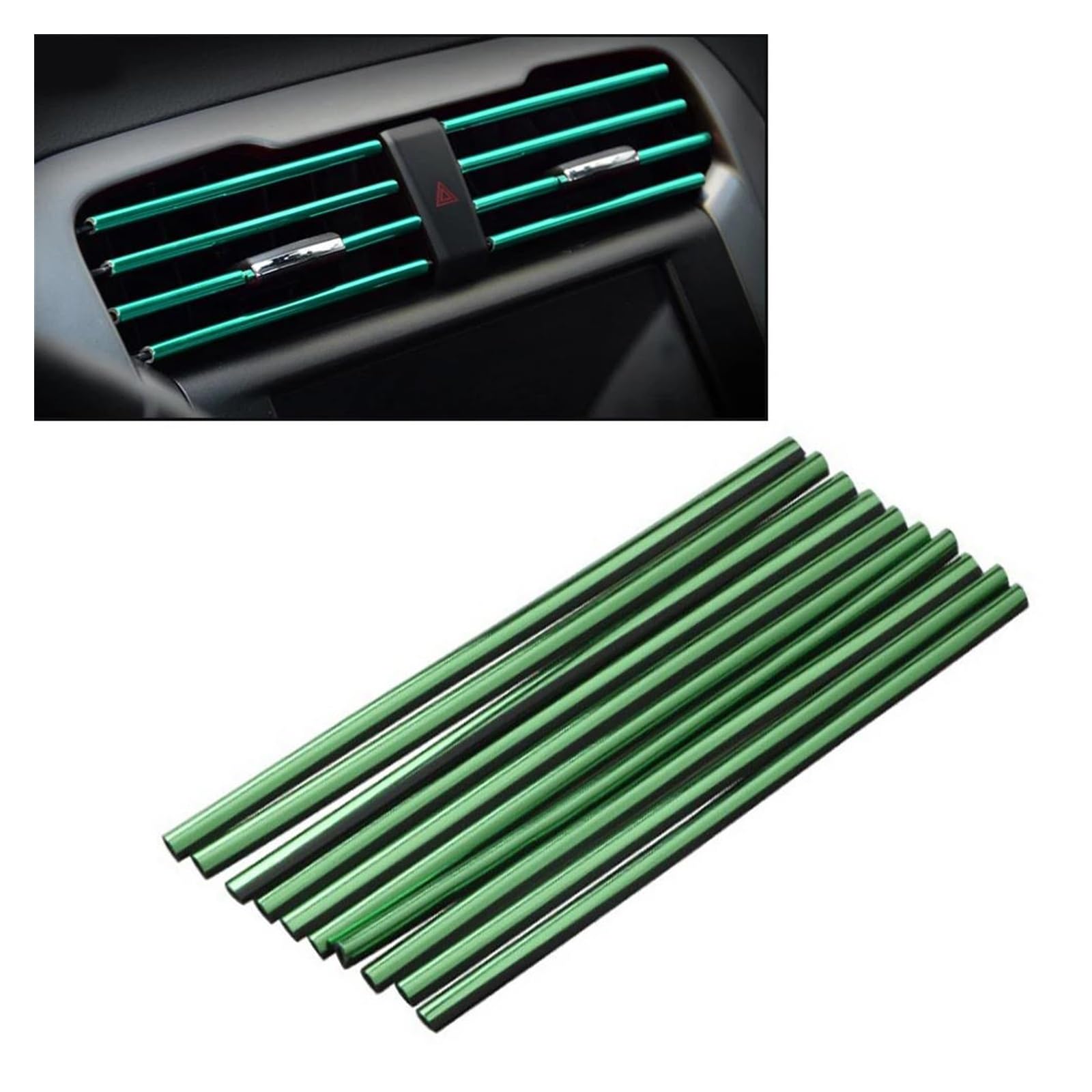 Interieurleisten Interieur Zubehör 10 Stücke 20 Cm U-form Moulding Trim Dekorstreifen Auto Styling Autotürkante Eckenschutz Auto Klimaanlage Steckdose Dekorativ(10Pcs Green) von KUVIEZ