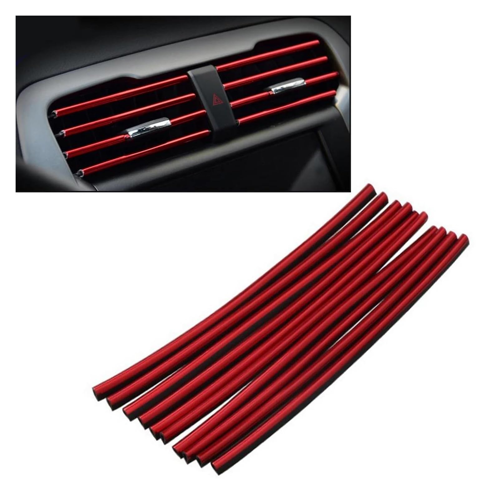 Interieurleisten Interieur Zubehör 10 Stücke 20 Cm U-form Moulding Trim Dekorstreifen Auto Styling Autotürkante Eckenschutz Auto Klimaanlage Steckdose Dekorativ(10Pcs Red) von KUVIEZ