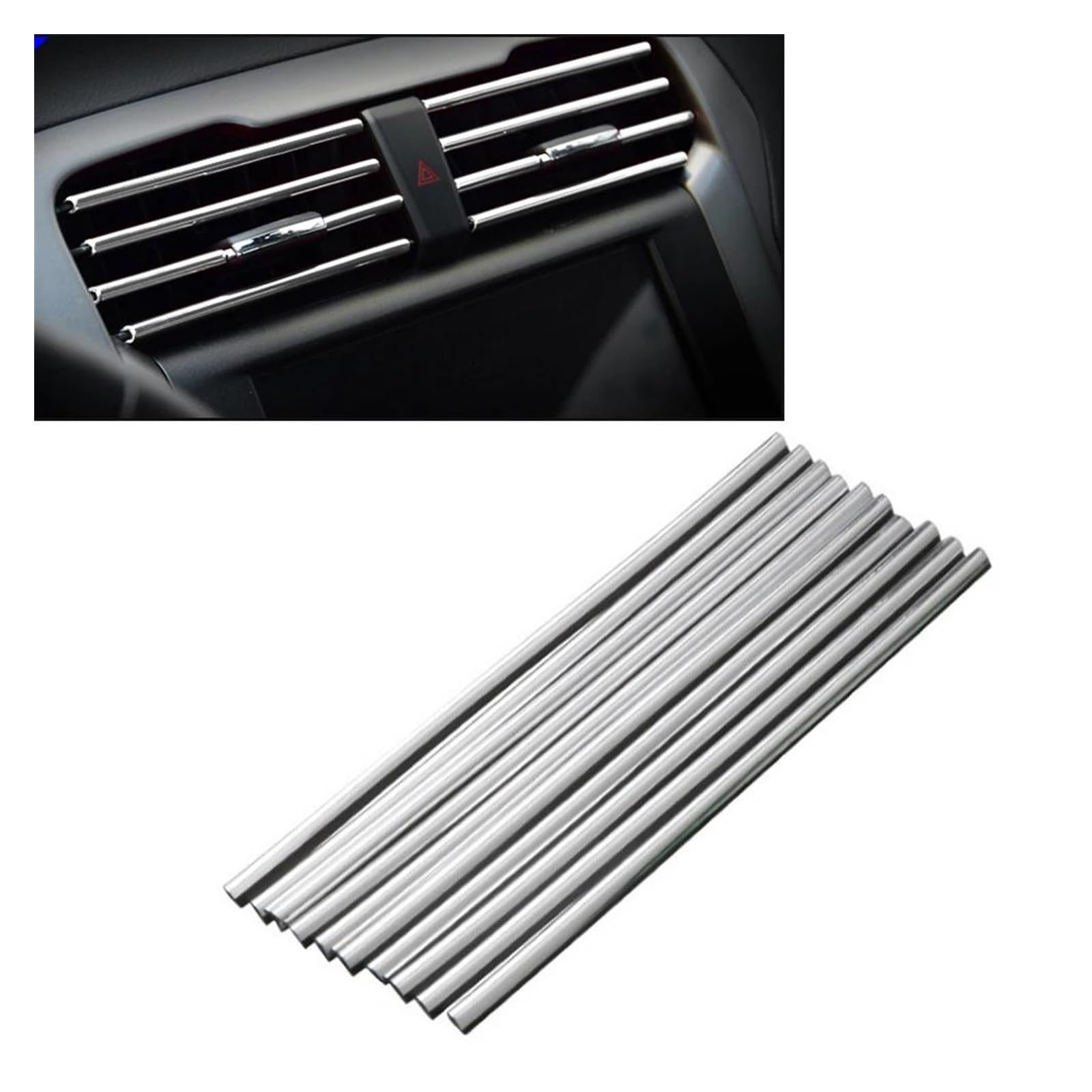 Interieurleisten Interieur Zubehör 10 Stücke 20 Cm U-form Moulding Trim Dekorstreifen Auto Styling Autotürkante Eckenschutz Auto Klimaanlage Steckdose Dekorativ(10Pcs Silver) von KUVIEZ