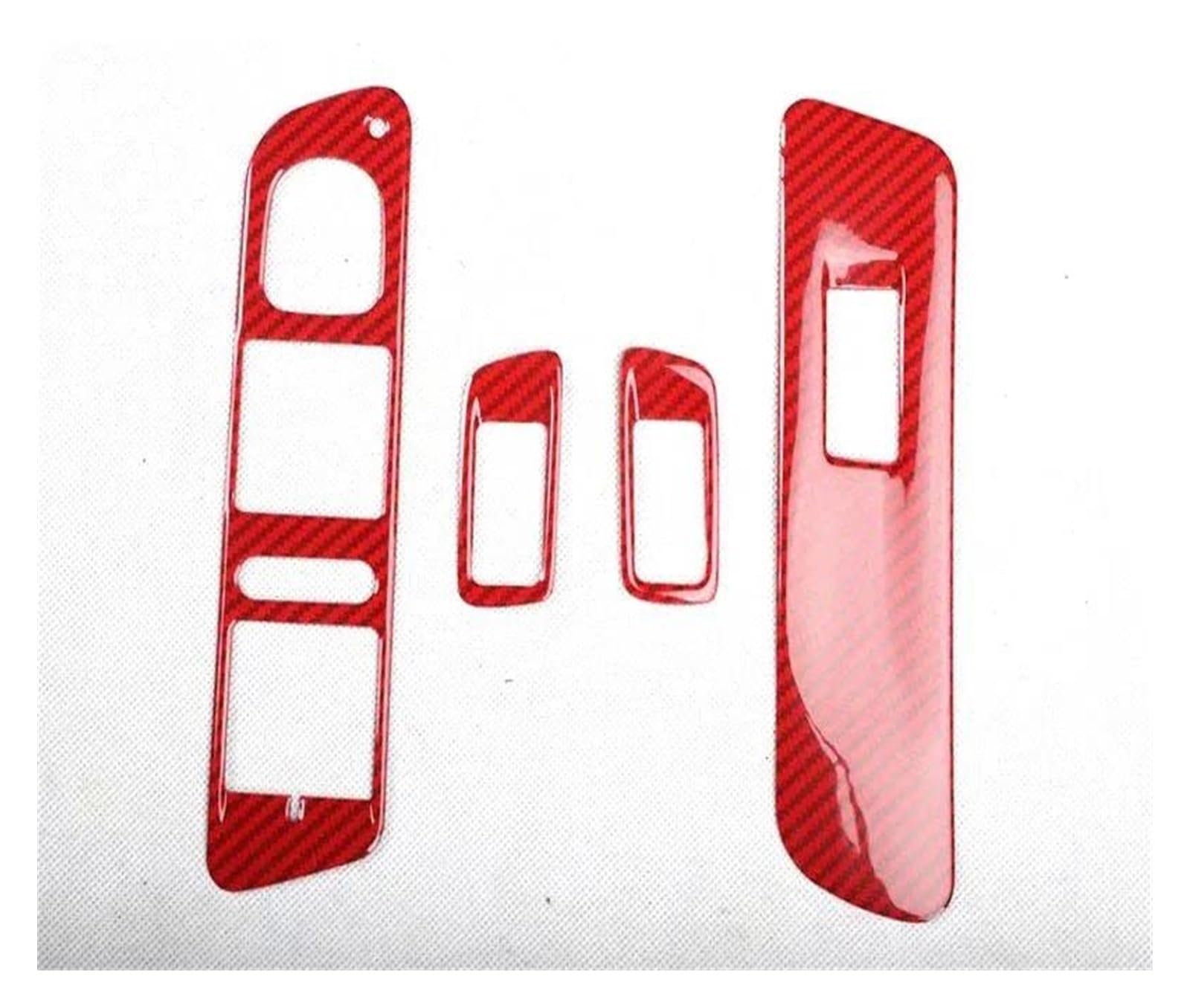 Interieurleisten Interieur Zubehör 4Pcs Auto Fensterheber Schalter Abdeckung Aufkleber Tür Armlehne Für VW Für Tiguan 2010 2011 2012 LHD ABS Auto Zubehör Auto Trim(Rot) von KUVIEZ