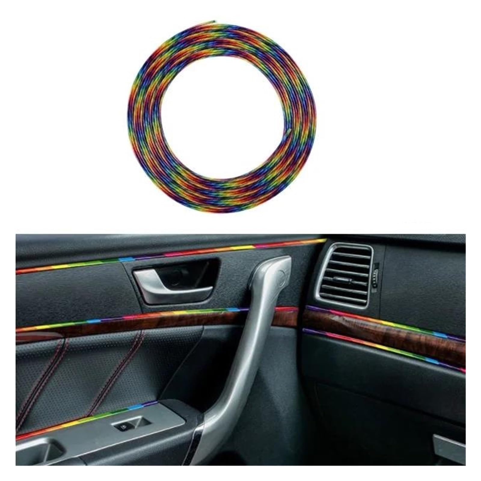 Interieurleisten Interieur Zubehör 5M Universal-Auto-Zierleisten-Dekoration Flexible Streifen Für Tür/Mittelkonsole/Innenraum Chrom-Zierleiste Helle Leiste(Colourful) von KUVIEZ