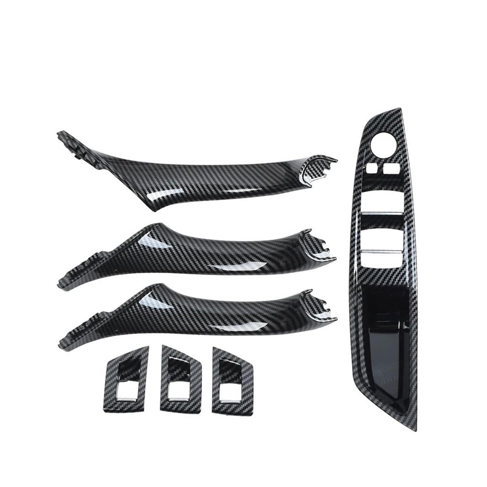 Interieurleisten Interieur Zubehör 7PCS Set Für F10 F11 F18 520 523 525 528 530 RHD Rechts Fahrer Innen Tür Fenster Schalter Panel Pull Griff(Model A Carbon Fiber) von KUVIEZ