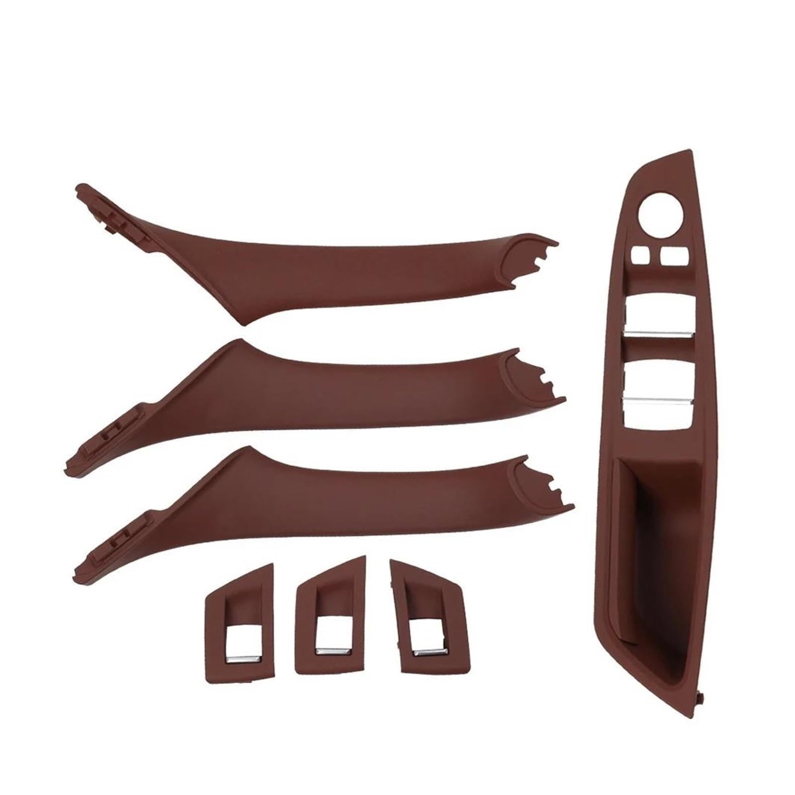 Interieurleisten Interieur Zubehör 7PCS Set Für F10 F11 F18 520 523 525 528 530 RHD Rechts Fahrer Innen Tür Fenster Schalter Panel Pull Griff(Model A Red Brown) von KUVIEZ