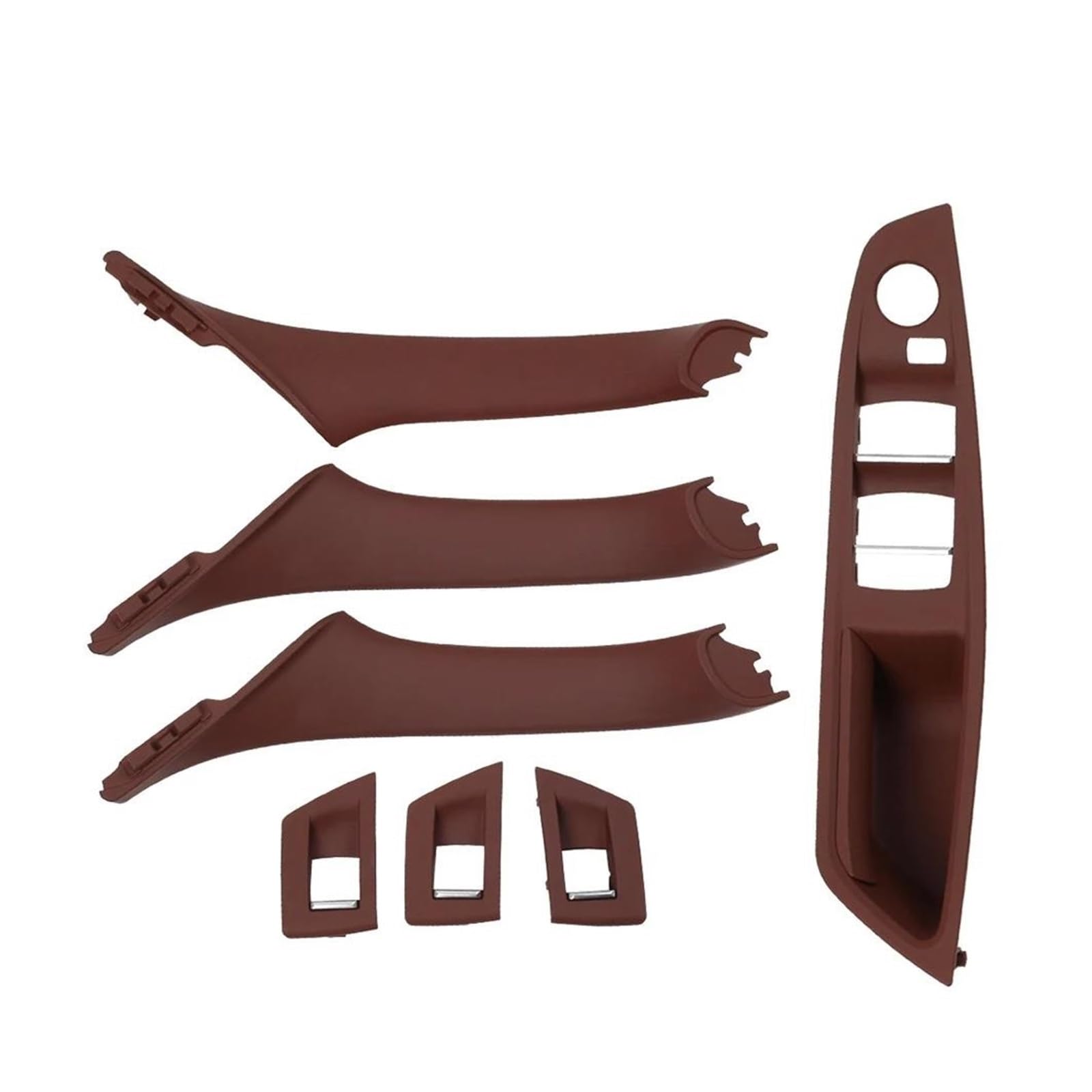 Interieurleisten Interieur Zubehör 7PCS Set Für F10 F11 F18 520 523 525 528 530 RHD Rechts Fahrer Innen Tür Fenster Schalter Panel Pull Griff(Model B Red Brown) von KUVIEZ