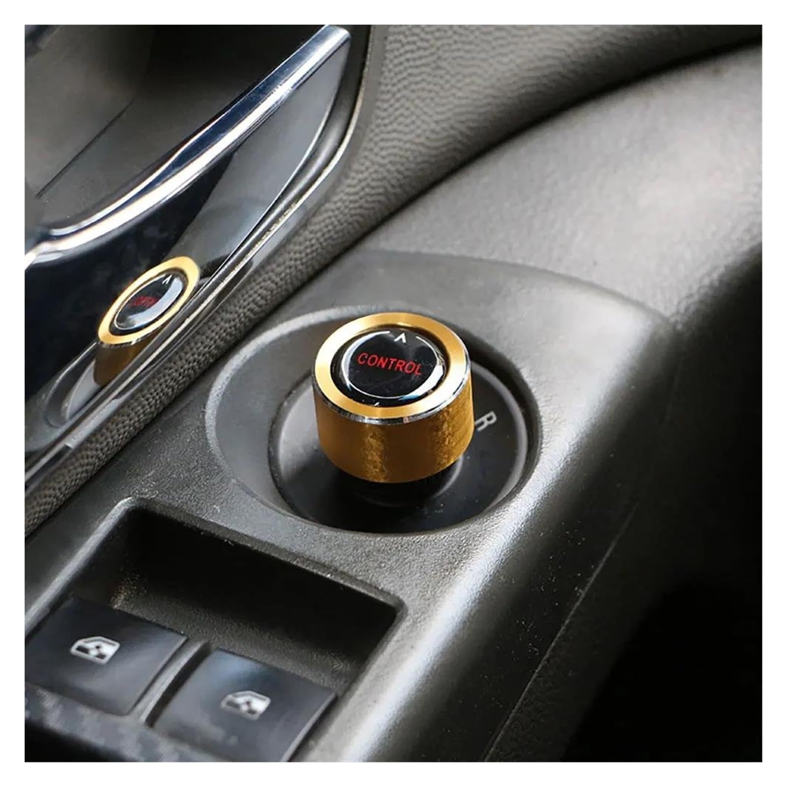 Interieurleisten Interieur Zubehör Auto-Rückspiegel-Druckknopf-Knopf-Abdeckung Für Chevrolet Für Cruze 2009 2010 2011 2012 2013–2014, Zubehör, Steuerknopf-Schalter-Aufkleber(Gold Knob cover) von KUVIEZ