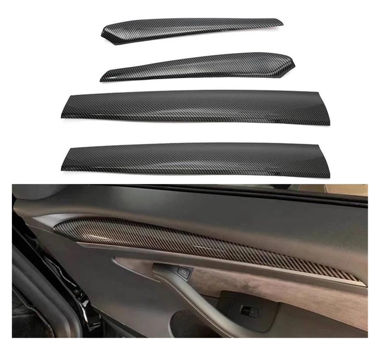 Interieurleisten Interieur Zubehör Center Console Dashboard Panel Abdeckung Trim Aufkleber Für Tesla Für Modell Y 3 2017 2018-2021 2022 Front Tür Trim ABS Tür Seite Abdeckung 4PC von KUVIEZ