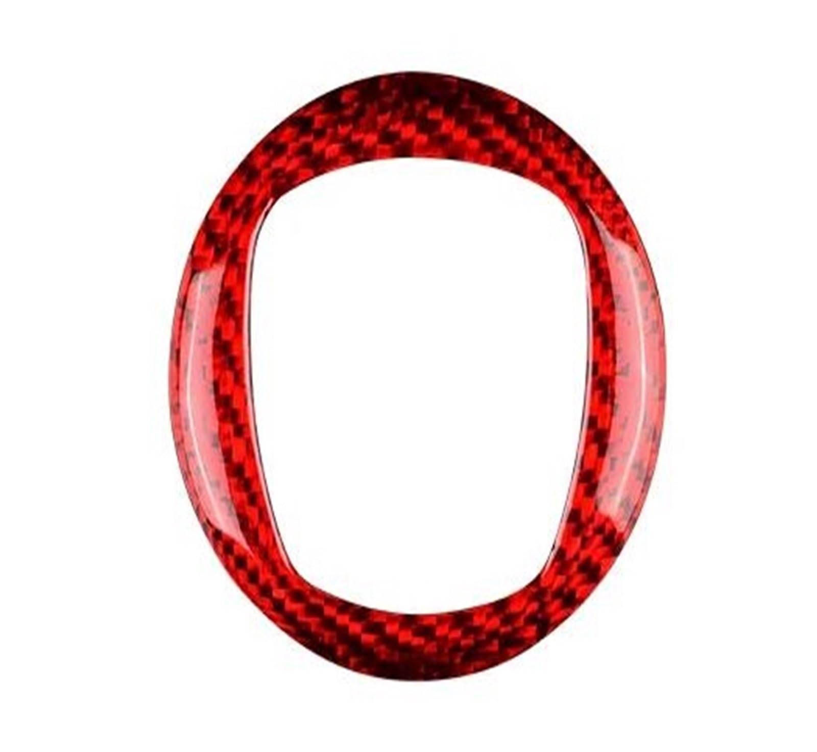 Interieurleisten Interieur Zubehör Für Fiat 500 Für Abarth 595 2008-2020 2021 2022 2023 Auto Lenkrad Center Ring Innen Zubehör Harte Carbon Faser Aufkleber(Inner Red) von KUVIEZ