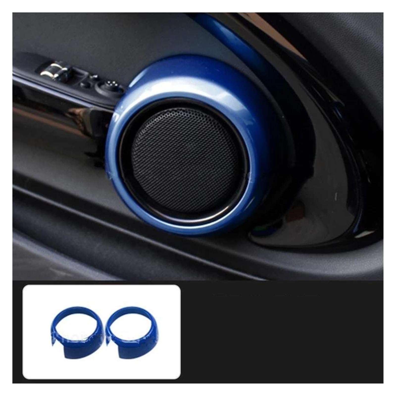 Interieurleisten Interieur Zubehör Für Für MINI Für ONE Für Cooper Für JCW F55 F56 F57 Zubehör Auto Tür Lautsprecher Schutzhülle Dekorative Abdeckung Shell Aufkleber(Dark blue) von KUVIEZ