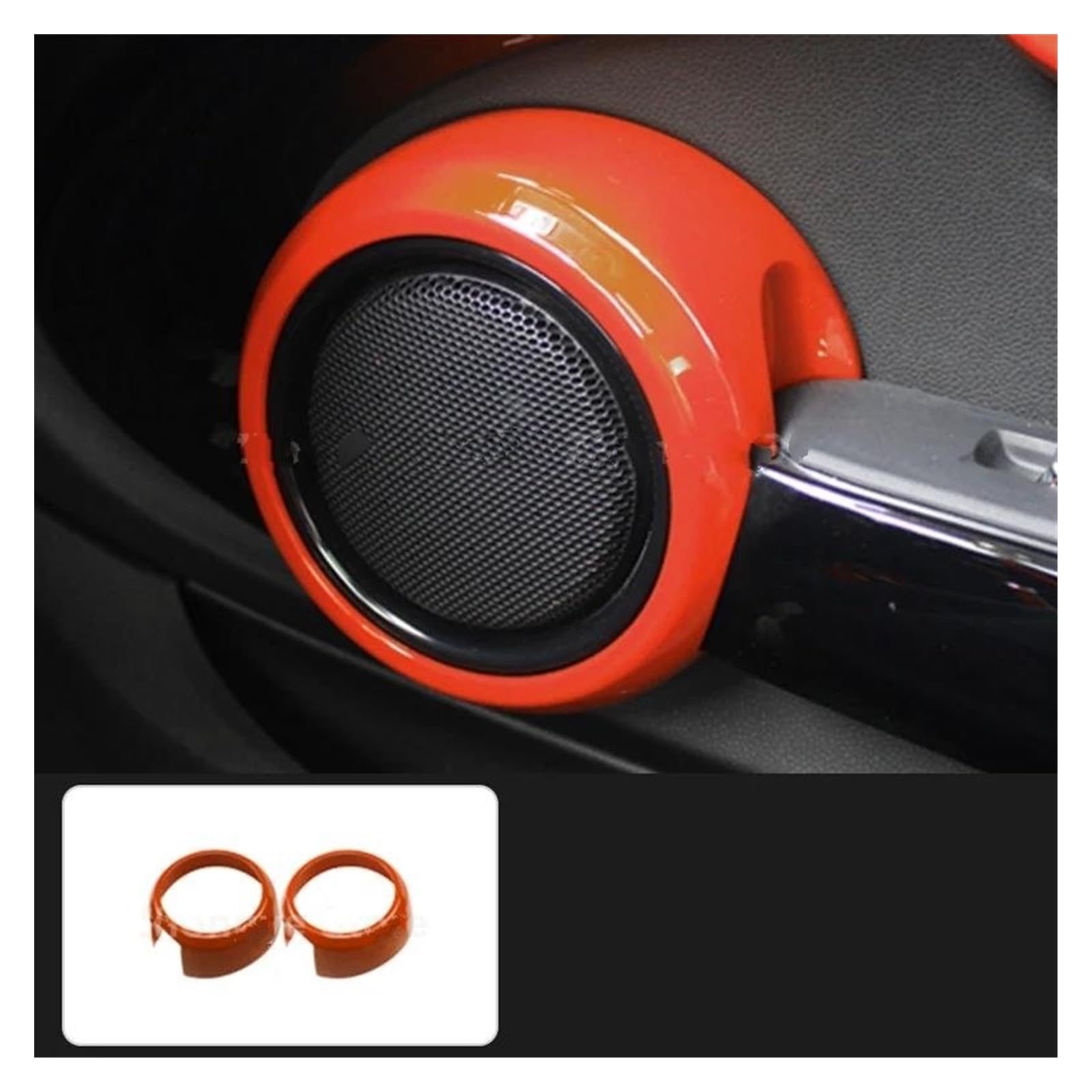 Interieurleisten Interieur Zubehör Für Für MINI Für ONE Für Cooper Für JCW F55 F56 F57 Zubehör Auto Tür Lautsprecher Schutzhülle Dekorative Abdeckung Shell Aufkleber(Orange) von KUVIEZ