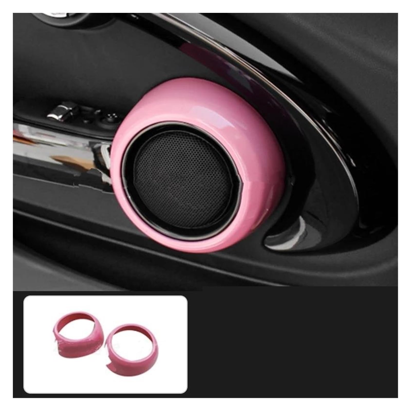 Interieurleisten Interieur Zubehör Für Für MINI Für ONE Für Cooper Für JCW F55 F56 F57 Zubehör Auto Tür Lautsprecher Schutzhülle Dekorative Abdeckung Shell Aufkleber(Rosa) von KUVIEZ