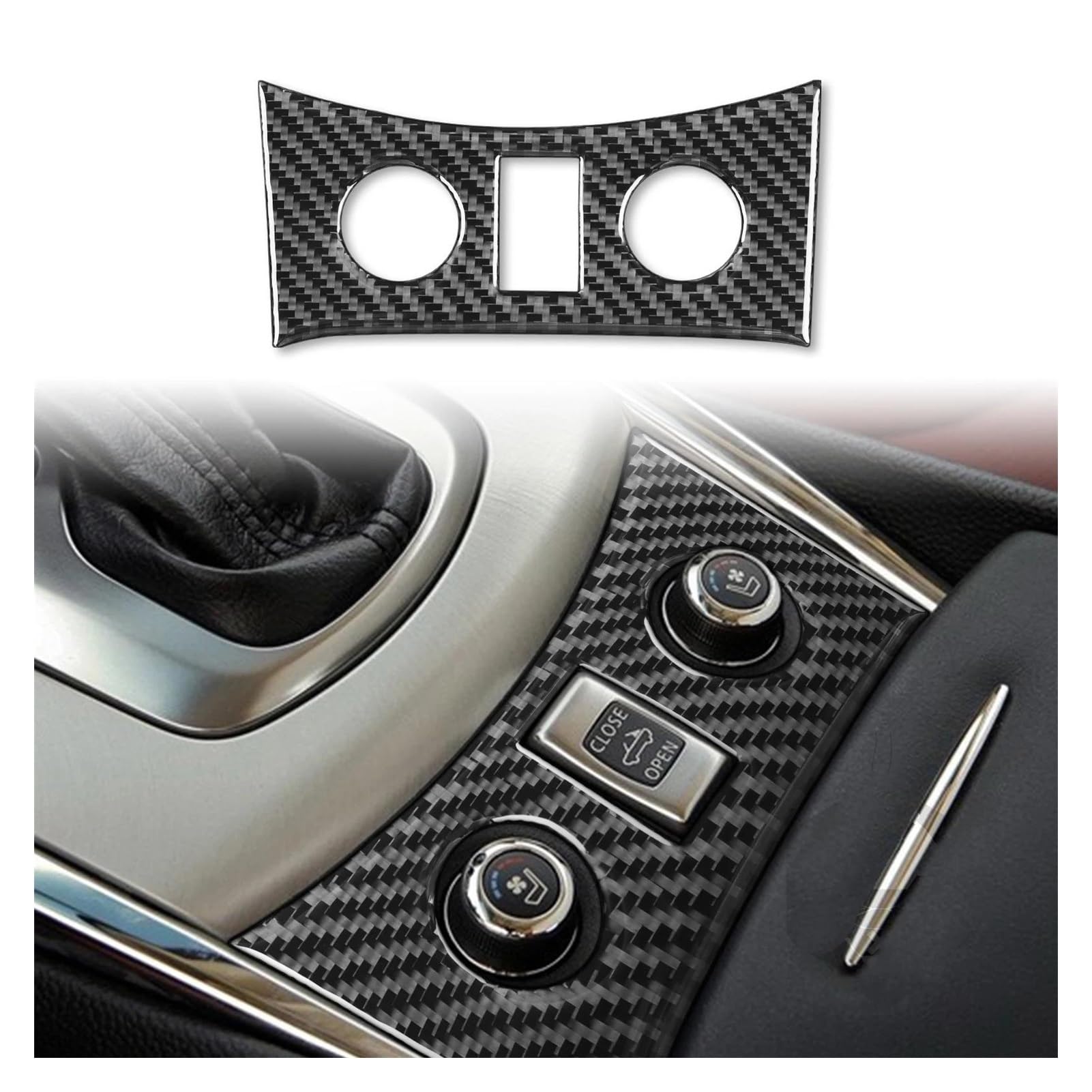 Interieurleisten Interieur Zubehör Für Infiniti G37 08-13 G35 07-08 G25 11-12 Q60 14-15 Sitzheizung Bedienfeld Auto Innen Zubehör Aufkleber Carbon Faser(Black A) von KUVIEZ