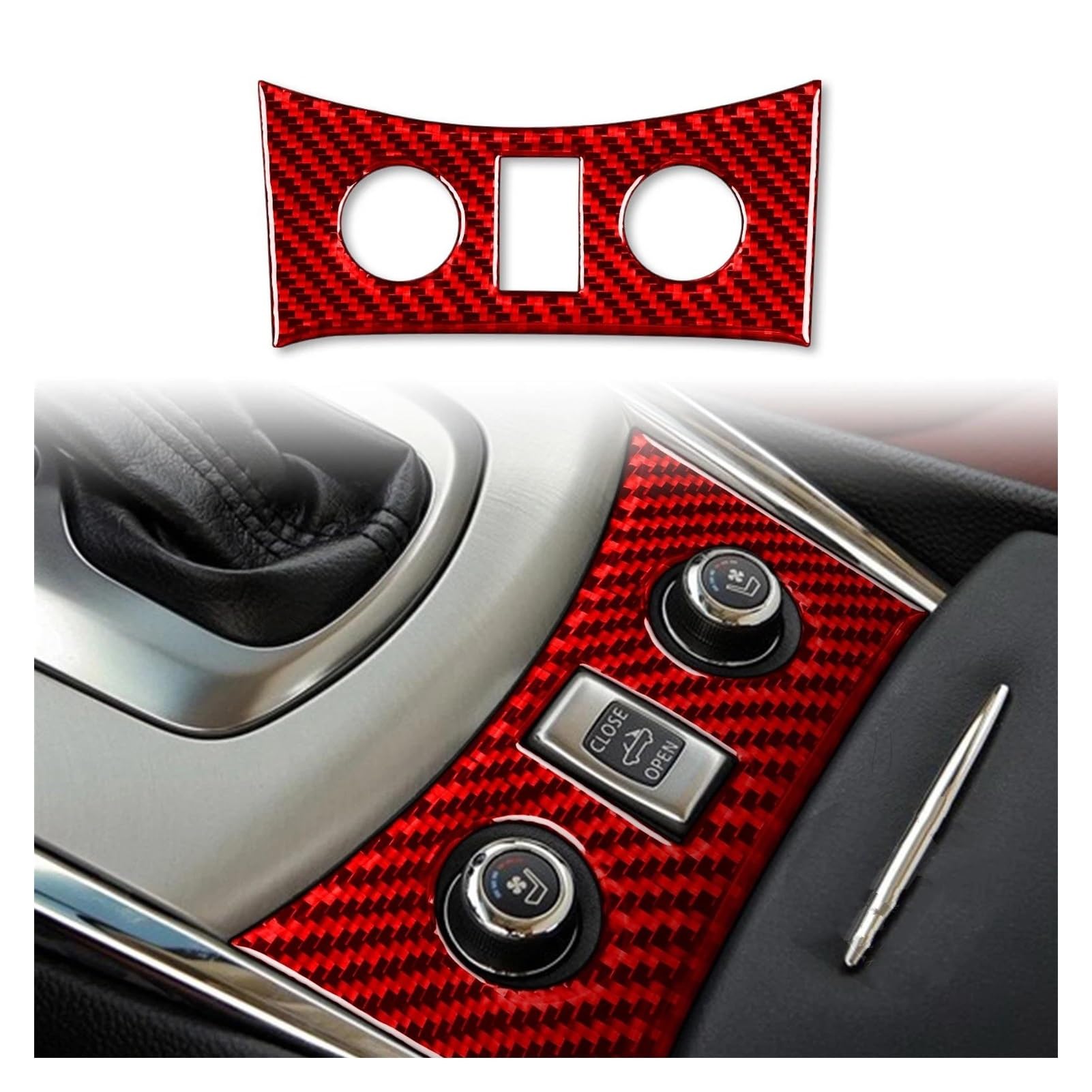 Interieurleisten Interieur Zubehör Für Infiniti G37 08-13 G35 07-08 G25 11-12 Q60 14-15 Sitzheizung Bedienfeld Auto Innen Zubehör Aufkleber Carbon Faser(Red A) von KUVIEZ