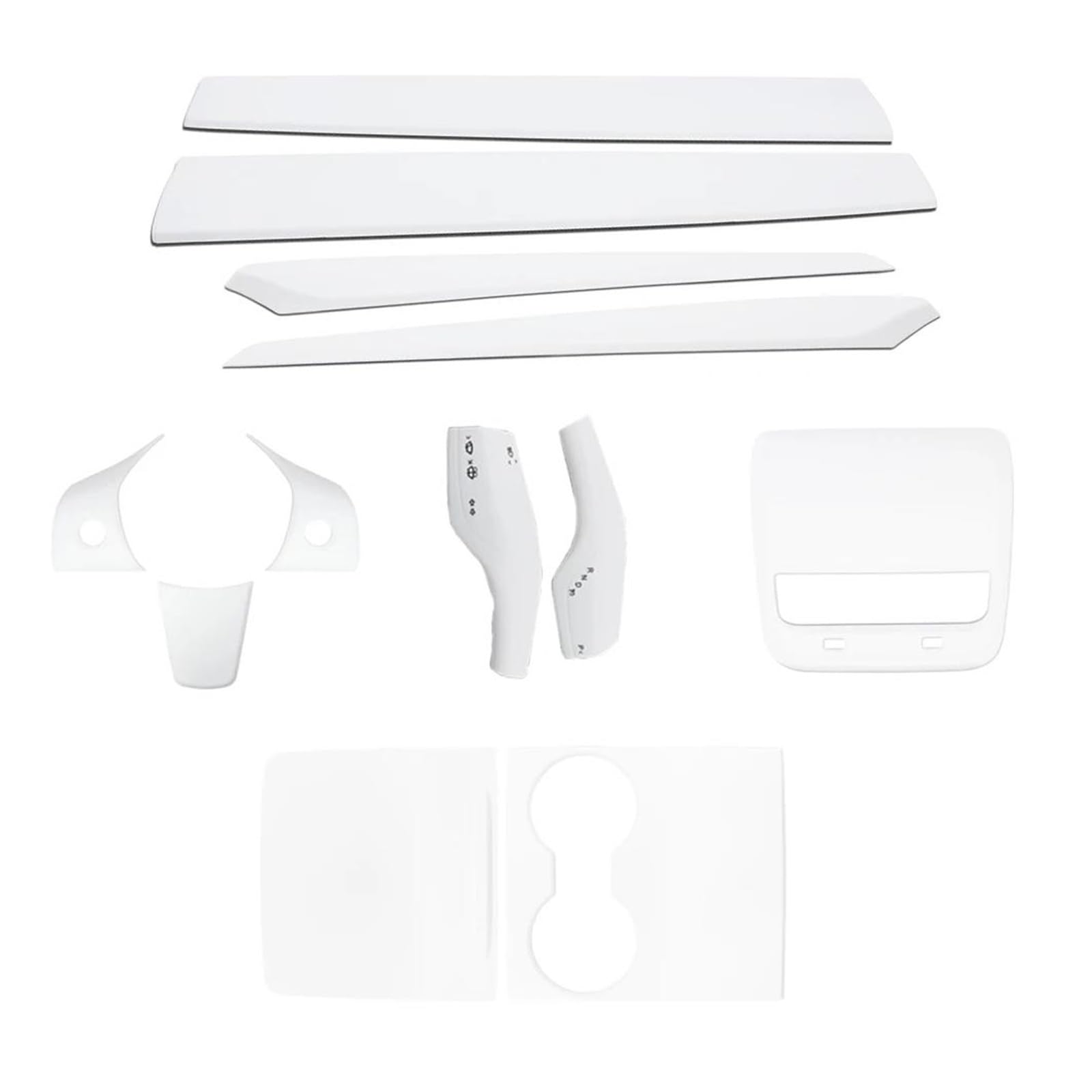 Interieurleisten Interieur Zubehör Für Tesla Für Modell 3 Y Schaltknauf Zentrale Panel Tür Seite Innen Vorne Dashboard Trim Streifen Lenkrad Whift Schutz Abdeckung(12pcs matte white) von KUVIEZ