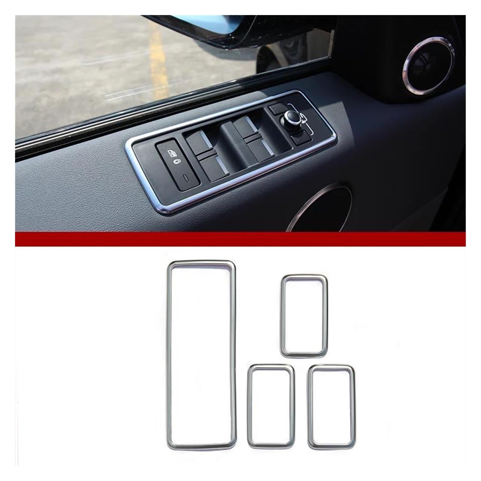 Interieurleisten Interieur Zubehör Silber Für Land Für Rover Für Range Für Rover Für Sport 2014-2017 ABS Auto Glas Lift-Taste Rahmen Dekorative Aufkleber Auto Innen Zubehör(Style B) von KUVIEZ