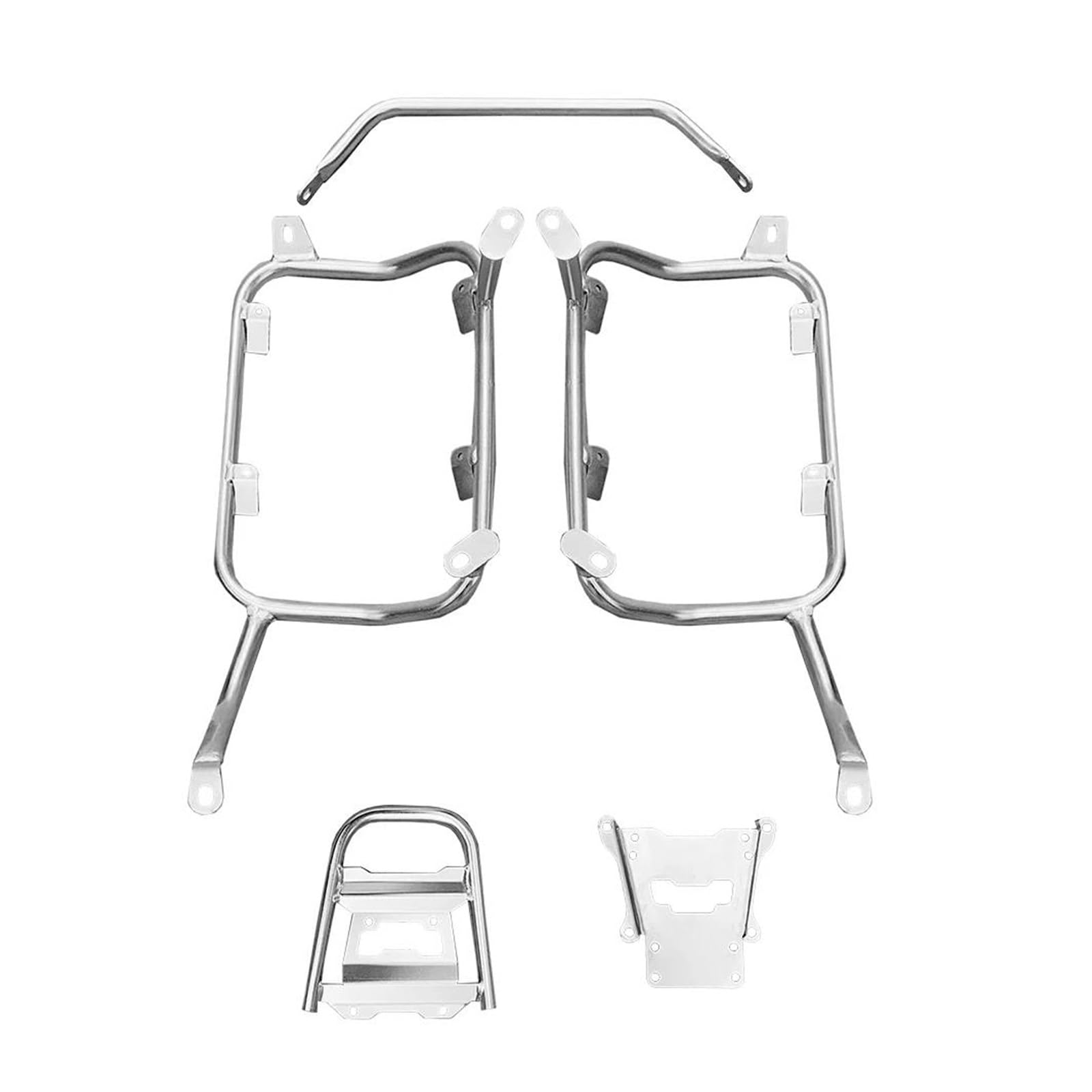 Motorrad Gepäckträger Motorrad-Heckgepäck Für Tiger 850 900 2020-2021 2022 2023 Hinten Gepäck Rack Motorrad Schwanz Trunk Pannier Edelstahl Top Fall Sattel Halterung(Silver One Set) von KUVIEZ