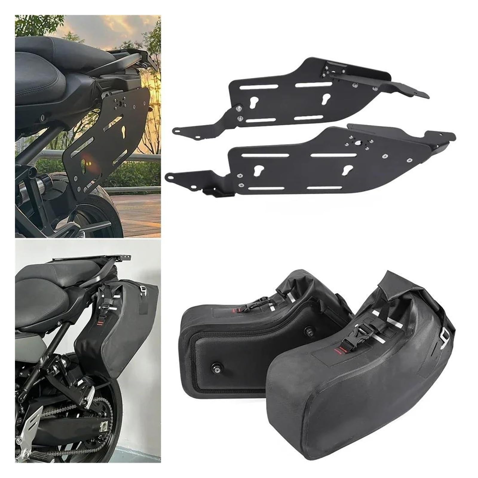 Motorrad Gepäckträger Motorrad-Heckgepäck Für Tracer 9 9GT 9GT + 2021-2024 900GT 900 /GT Satteltasche Reise Seite Tasche Halterung Halter Motorrad Seite Box Gepäck Rack(Bag and Bracket) von KUVIEZ