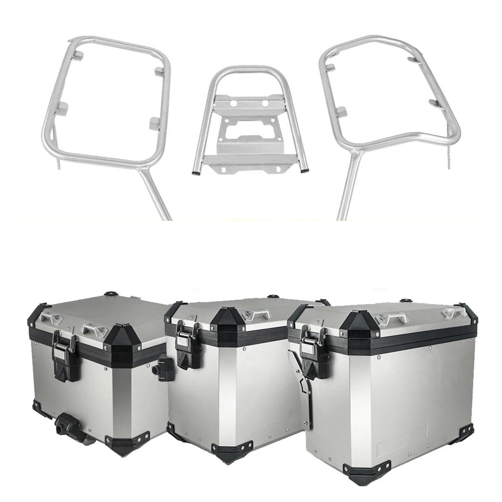 Motorrad Gepäckträger Motorrad-Heckgepäck Für XADV 750 Für XADV750 2017-2019 2020 Edelstahl Halterung Motorrad Packtaschen Top Case Aluminium Satteltasche Rack Gepäck Box(One Set-SL) von KUVIEZ