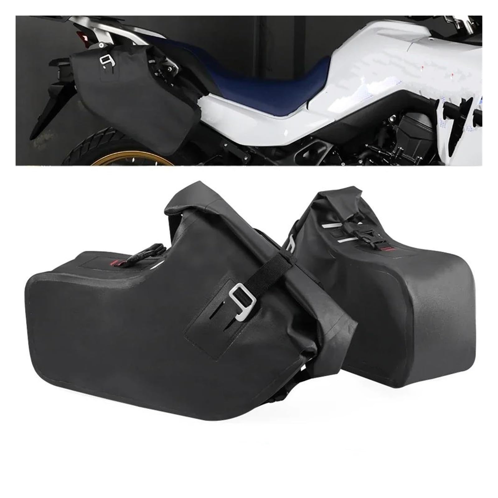 Motorrad Gepäckträger Motorrad-Heckgepäck Für XL750 Für Transalp 750 2023-2024 wasserdichte Satteltasche Halterung Halter Motorrad Seite Tasche Lagerung Pannier Gepäck Rack(2pcs Side Bag) von KUVIEZ