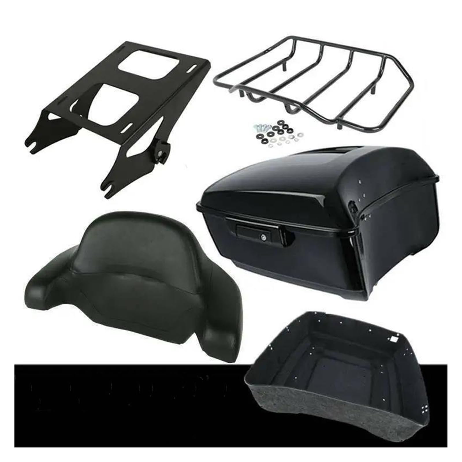 Motorrad Gepäckträger Motorrad-Heckgepäck Motorrad Pack Stamm W/Rückenlehne Gepäckträger Für Tour Für Pak Für Electra Für Straße Für Glide Für Straße Für Glide 2014-2023 2024(A) von KUVIEZ