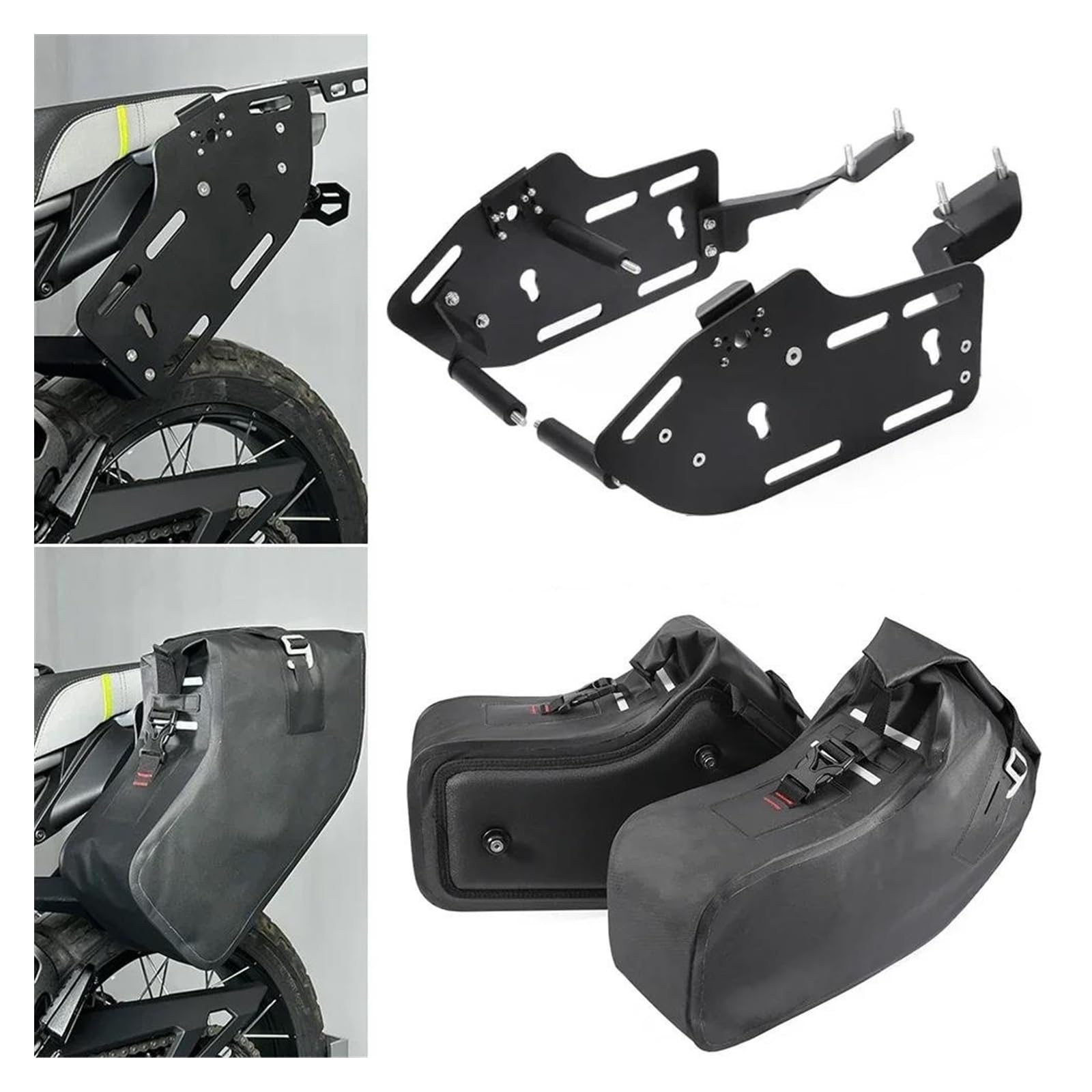 Motorrad Gepäckträger Motorrad-Heckgepäck Motorrad Sattel Gepäck Rack Halterung Für CF Für Moto MT450 Für CFMOTO 450MT 2024 Lagerung Tasche Seite Box Weiche Taschen Pannier(Rack and Bag) von KUVIEZ