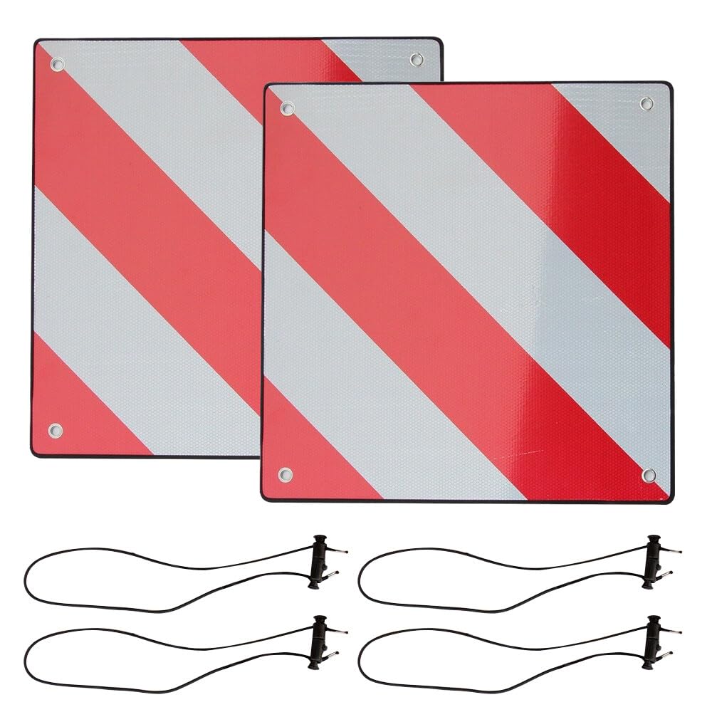 KUWUNG Warntafel Fahrradträger Aluminium, Warntafel Italien Spanien 2in1 mit 4 Spanngurte, Reflektierend Rot Weiß Warnschild 50x50cm für Fahrradträger, Heckanhänger, Auto, Wohnmobil, Camping von KUWUNG