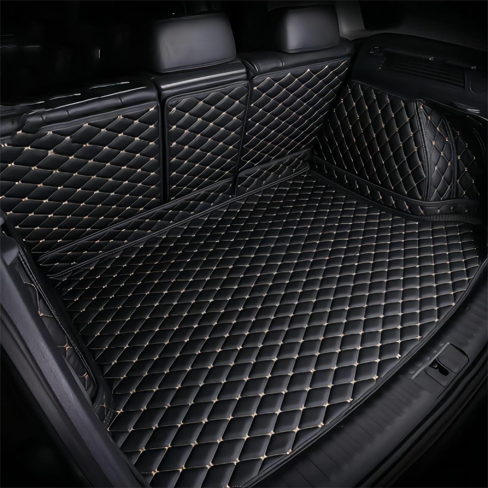 Kofferraum Schutzmatte für Mercedes-Benz GLE (5seats) 2020 2021 2022 2023, Kofferraumwanne Cargo Schutzmatte Kofferraum rutschfest Auto Zubehör,Black-beige von KUYHYNDEW