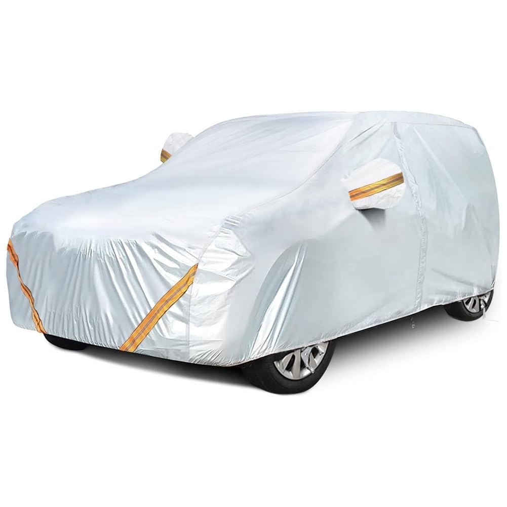 KV-OOGG Autoabdeckung für FIAT 500 Abarth 595, Outdoor Oxford Tuch Volle Abdeckung Regen UV Schutz Staubdicht Winddicht(Silver) von KV-OOGG