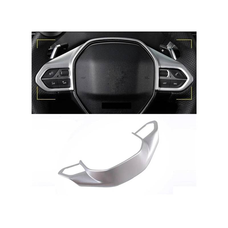 Mittelkonsole Interieur Auto Lenkrad Taste Panel Abdeckung Trim Für Peugeot 3008GT 5008GT 3008 5008 Für GT 2021 2022 2017 2019 2020 2018 2023 Lenkrad Rahmen Dekorative(Silver) von KVKQMLFEAW