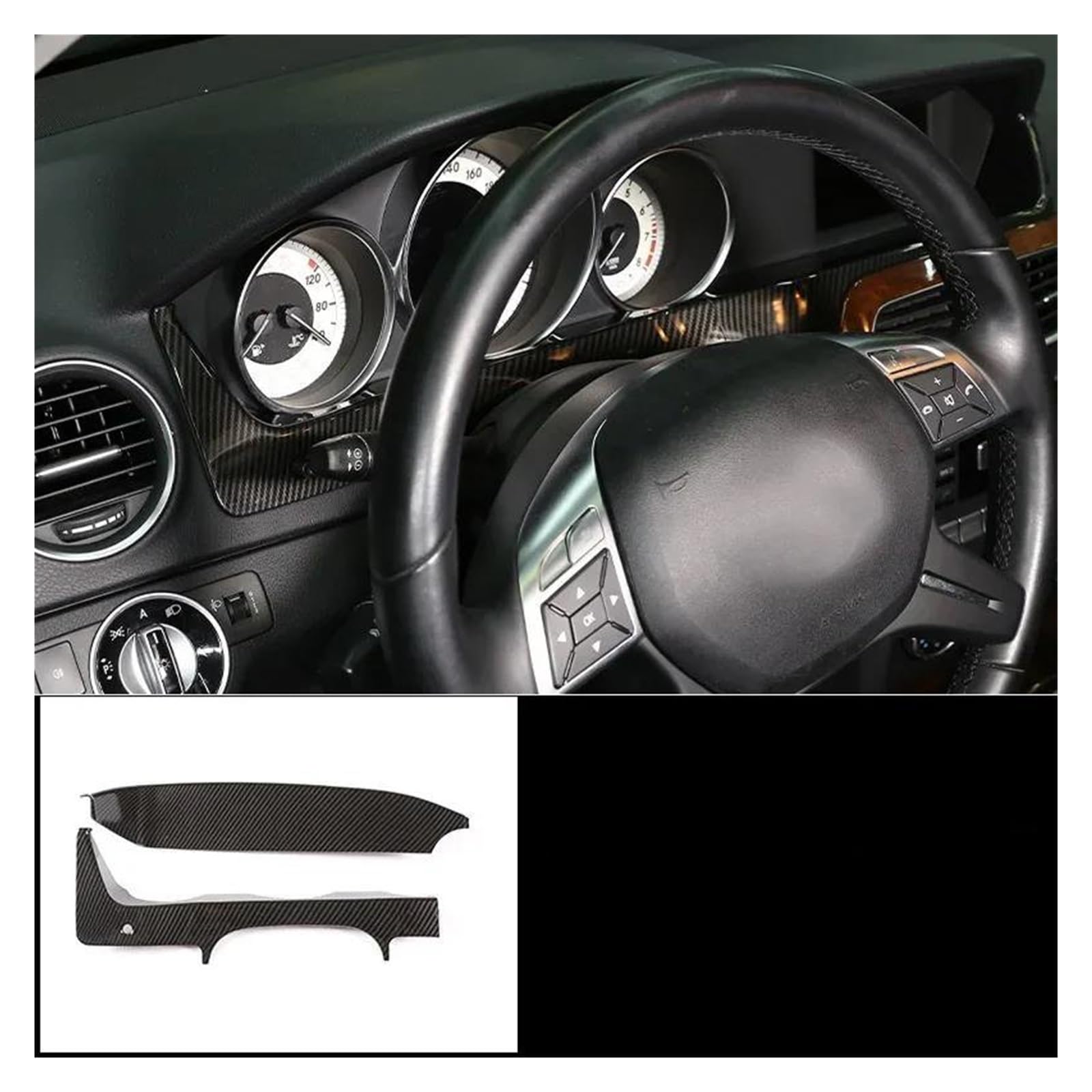 Mittelkonsole Interieur Für C Klasse C180 C200 W204 2009 2010 2011 2012 2013 2007 2008 Auto Abdeckung Trim Rahmen Trim Innen Aufkleber Carbon Faser Lenkrad Rahmen Dekorative(14) von KVKQMLFEAW