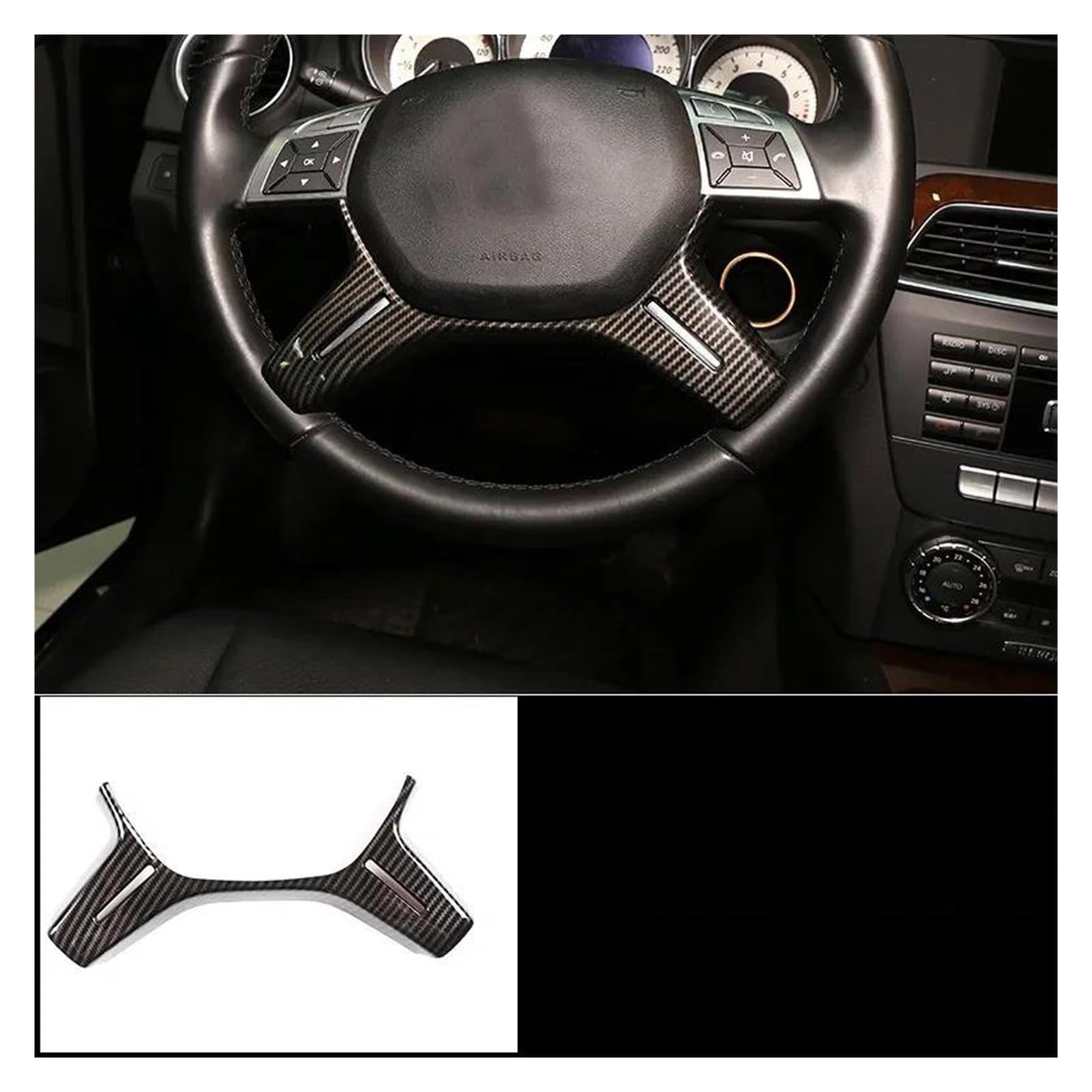 Mittelkonsole Interieur Für C Klasse C180 C200 W204 2009 2010 2011 2012 2013 2007 2008 Auto Abdeckung Trim Rahmen Trim Innen Aufkleber Carbon Faser Lenkrad Rahmen Dekorative(18) von KVKQMLFEAW