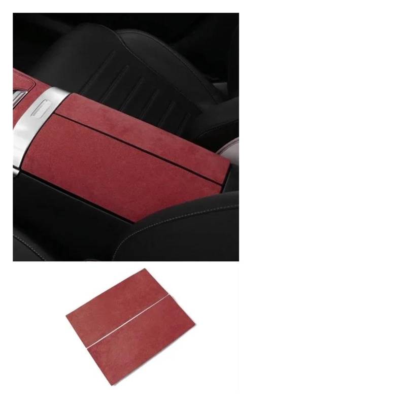 Mittelkonsole Interieur Für C Klasse W206 C200 C220 C260 C300 C180 2022 2023 + Auto Center Konsole Panel Trim Aufkleber Innen Zubehör Lenkrad Rahmen Dekorative(2916 Red Armrest) von KVKQMLFEAW