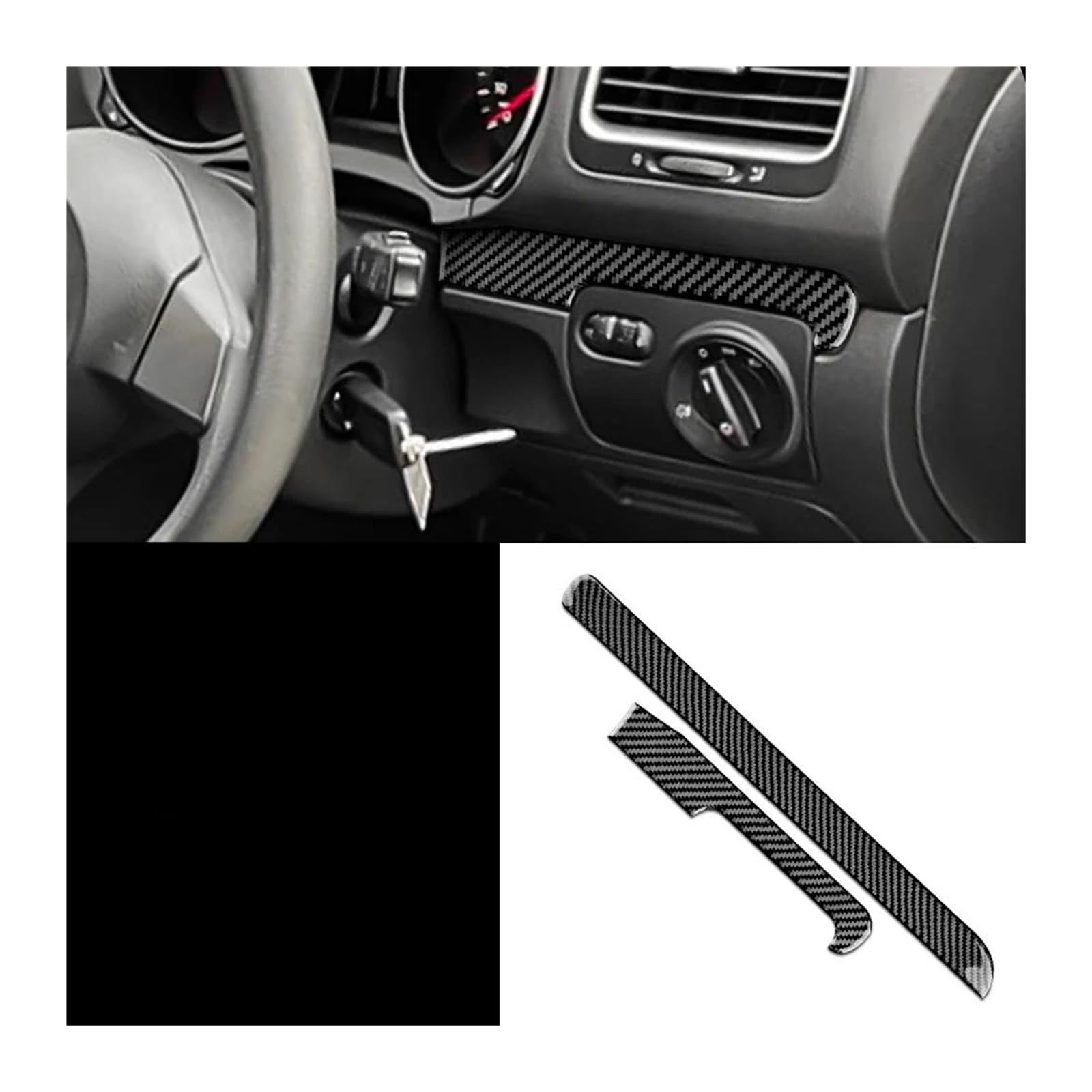 Mittelkonsole Interieur Für G&olf 6 Für G&TI MK6 2008 2009 2010 2011 2012 2013 Auto Center Console Dashboard Trim Carbon Fiber Innen Aufkleber Lenkrad Rahmen Dekorative(Right) von KVKQMLFEAW