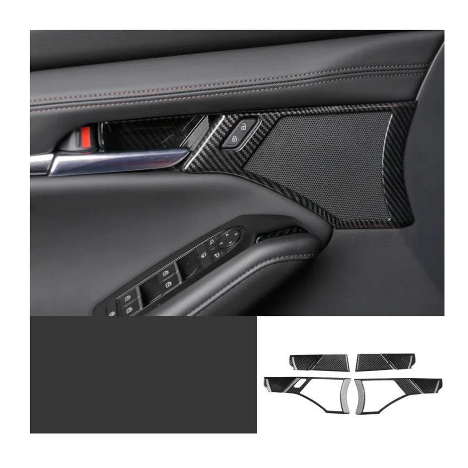 Mittelkonsole Interieur Für M&azda 3 Für Axela 2020 Auto Panel Kit Abdeckung Dekor Trim Innen Aufkleber Carbon Faser Lenkrad Rahmen Dekorative(Door Interior) von KVKQMLFEAW