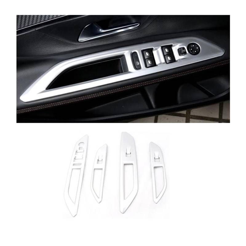 Mittelkonsole Trim Auto Fenster Glas Lift Schalter Panel Abdeckung Für Peugeot 3008 5008 Für GT 3008GT 5008GT 2022 2023 2016 2020 2021 2017 2019 2018 Mittelkonsole Frame(Silver ABS) von KVKQMLFEAW