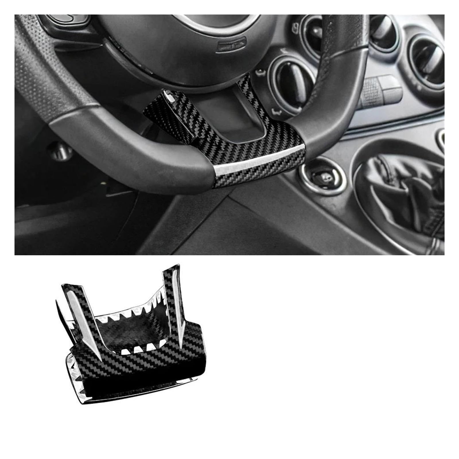 Mittelkonsole Trim Auto Lenkrad Boden Rahmen Carbon Faser Aufkleber Trim Zubehör Für Abarth 595 695 Für FIAT 500 2022 2023 2020 2021 Mittelkonsole Frame(Bottom Frame Black 1) von KVKQMLFEAW