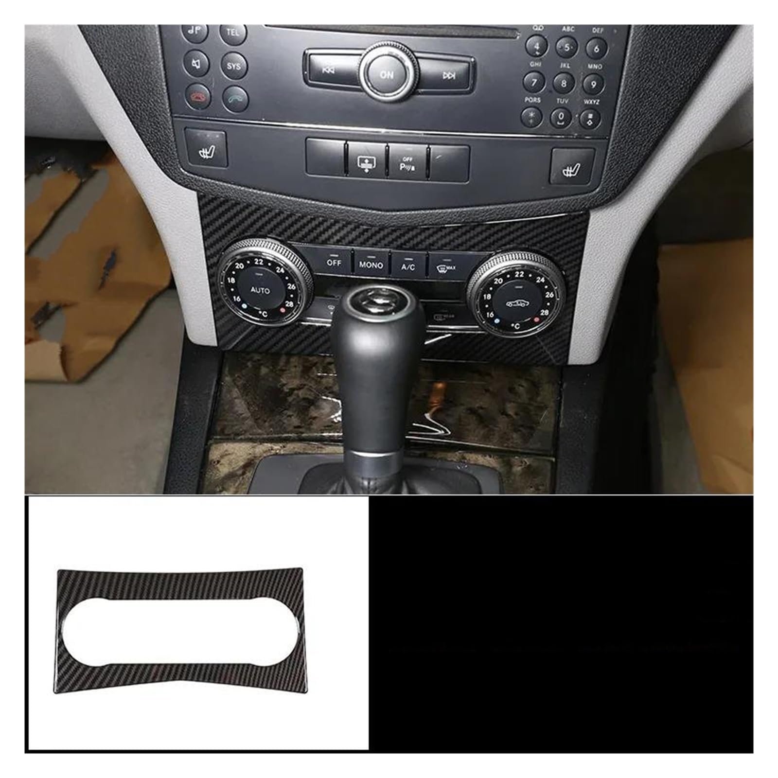 Mittelkonsole Trim Für C Klasse W204 C180 C200 2007 2008 2009 2010 2011 2012 2013 Auto Innen Dekoration Trim Aufkleber Carbon Faser Mittelkonsole Frame(10) von KVKQMLFEAW