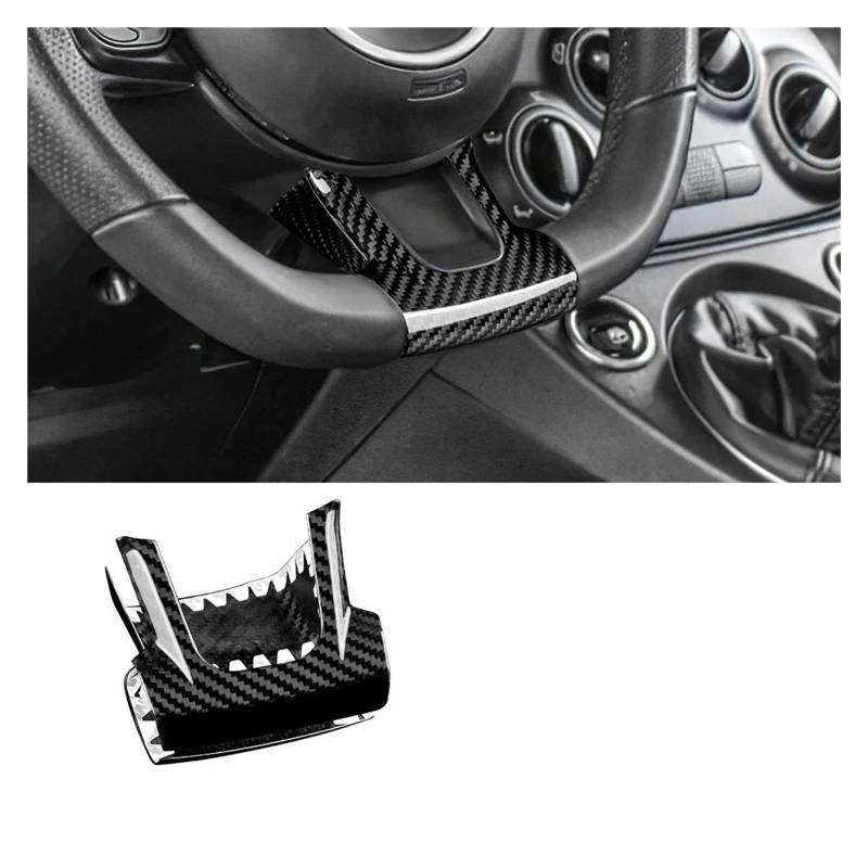 Mittelkonsole Trim Für FIAT 500 Für Abarth 595 695 2020 2021 2022 2023 Auto Lenkrad Unteren Rahmen Carbon Faser Aufkleber Trim Zubehör Mittelkonsole Frame(Bottom Frame Black 1) von KVKQMLFEAW